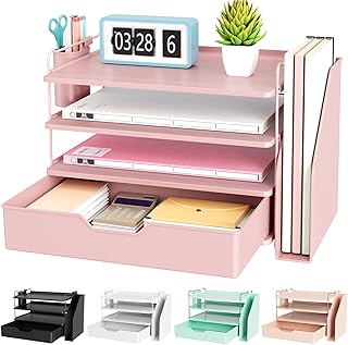 Kitsure Desk Organizer - 4-Tier Office Desk Accessories with Drawer ＆ Pe...