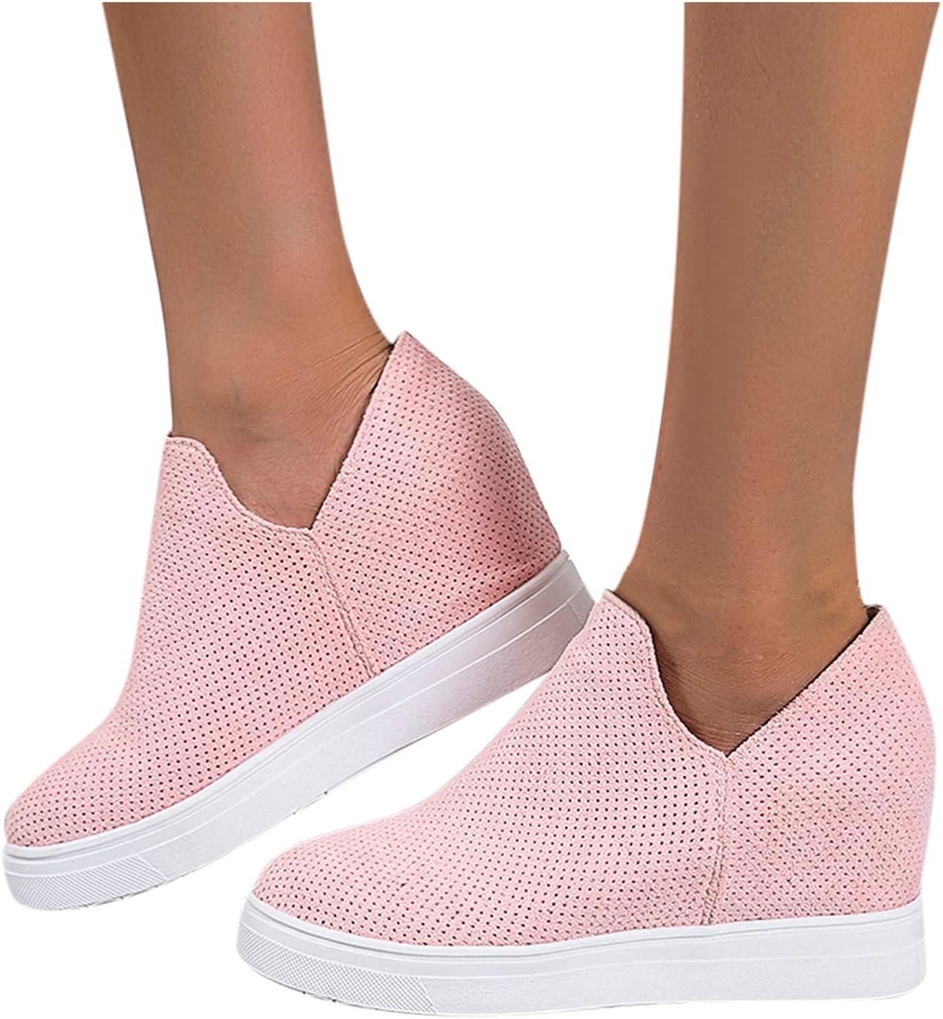 Womens Wedge Sneakers, Platform Sneakers: Hidden-Heel Canvas High Top Wedge Booties - Slip On Walking Shoes | Breathable Upper | Cushioned Insole | Rubber Outsole | Casual Street