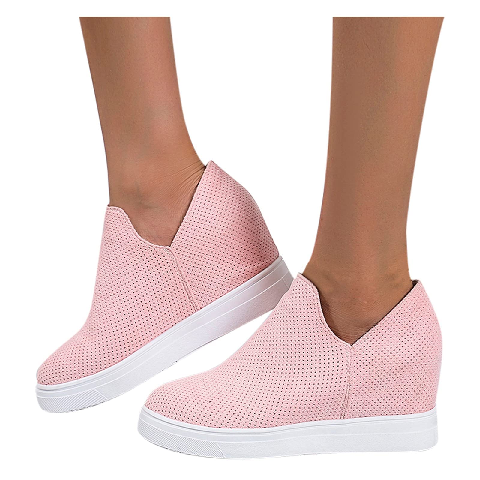 ZBYY Women's Platform Sneakers Hidden Heel Wedge Booties Canvas Shoes Fashion Walking Slip On Breathable Sneakers