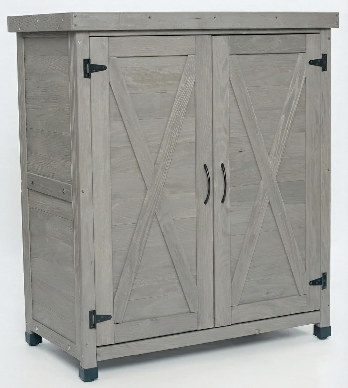 Potting Bench with Storage Cabinet and Metal Table Top for Outdoor Patio,Outdoor Work Station Table (Gray)