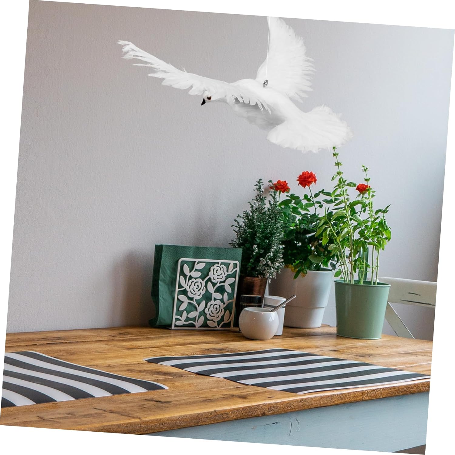 HEALLILY Artificial Peace Dove Decoration Realistic Statue Leg Design for Garden Lawn Dove Decor and Home Ornaments