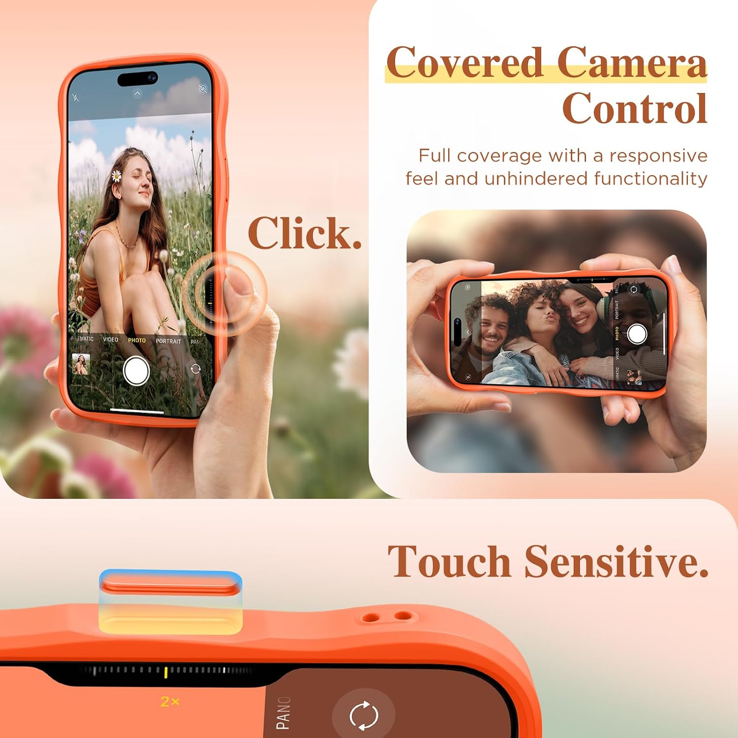  for iPhone 17 Pro Max Case Compatible with MagSafe Curly Wave Edge | Full Camera Protection, Floral Translucent, Shockproof Magnetic, Women Phone Case for 17 Pro Max, Calendula/Tangerine thumbnail