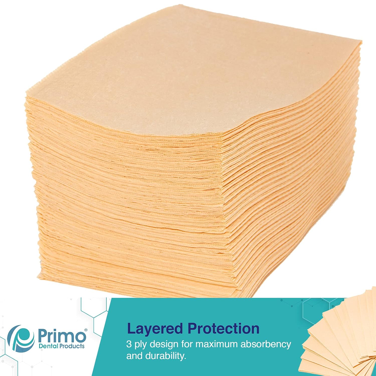 PBPE Dental Bibs, Disposable Bibs for Adults, 13" Width, 18 Length, Peach, Pack of 500