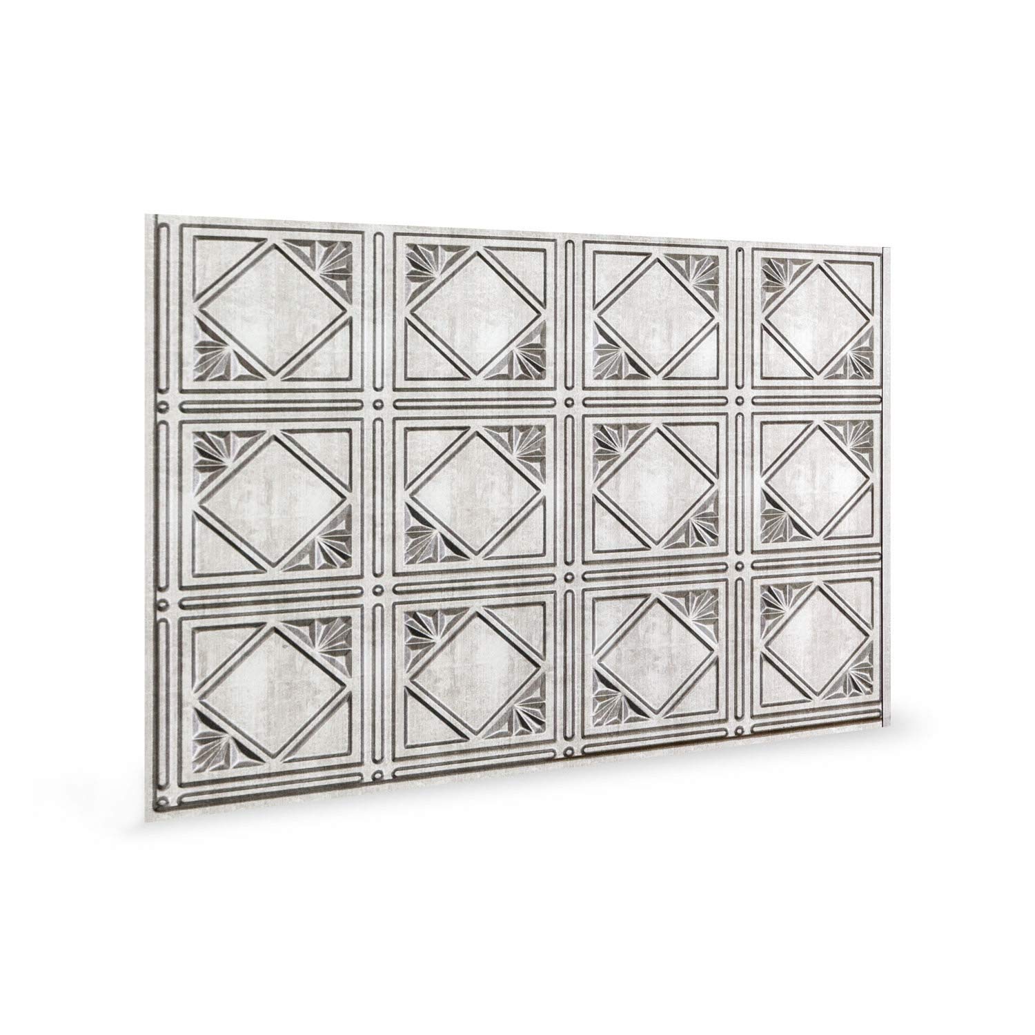 Panneau mural 3D revêtement décoratif gaufré argent brillant design vintage salon 1,7m2