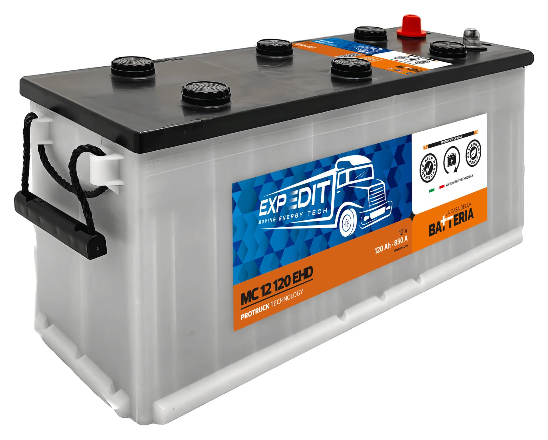 La Casa della Batteria Batteria Trattore e Camion Expedit Moving Energy Tech Batteria 12v 120Ah 850A MC12 120 EHD DX 510x175x228cm Senza Manutenzione Pronta all'Uso Made in Italy