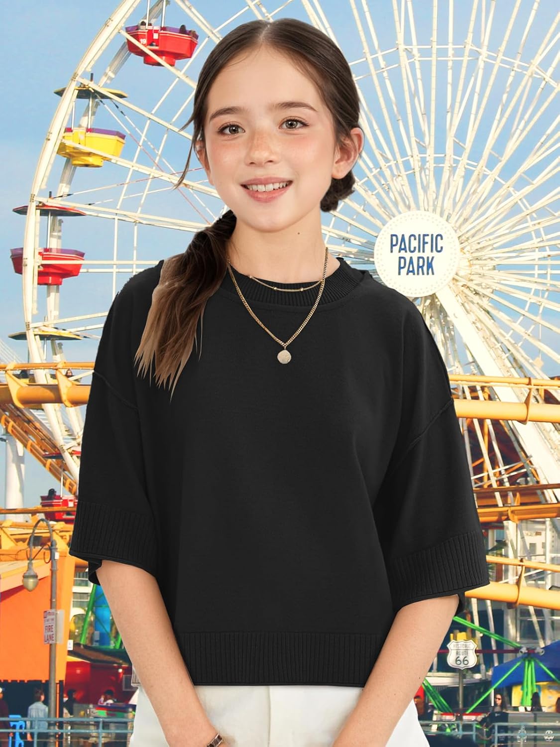 Girls Short Sleeve Sweaters 2026 Teen Spring Croped Summer Fashion Outfits Crewneck Lightweight Pullover Sweater Tops - Image 3