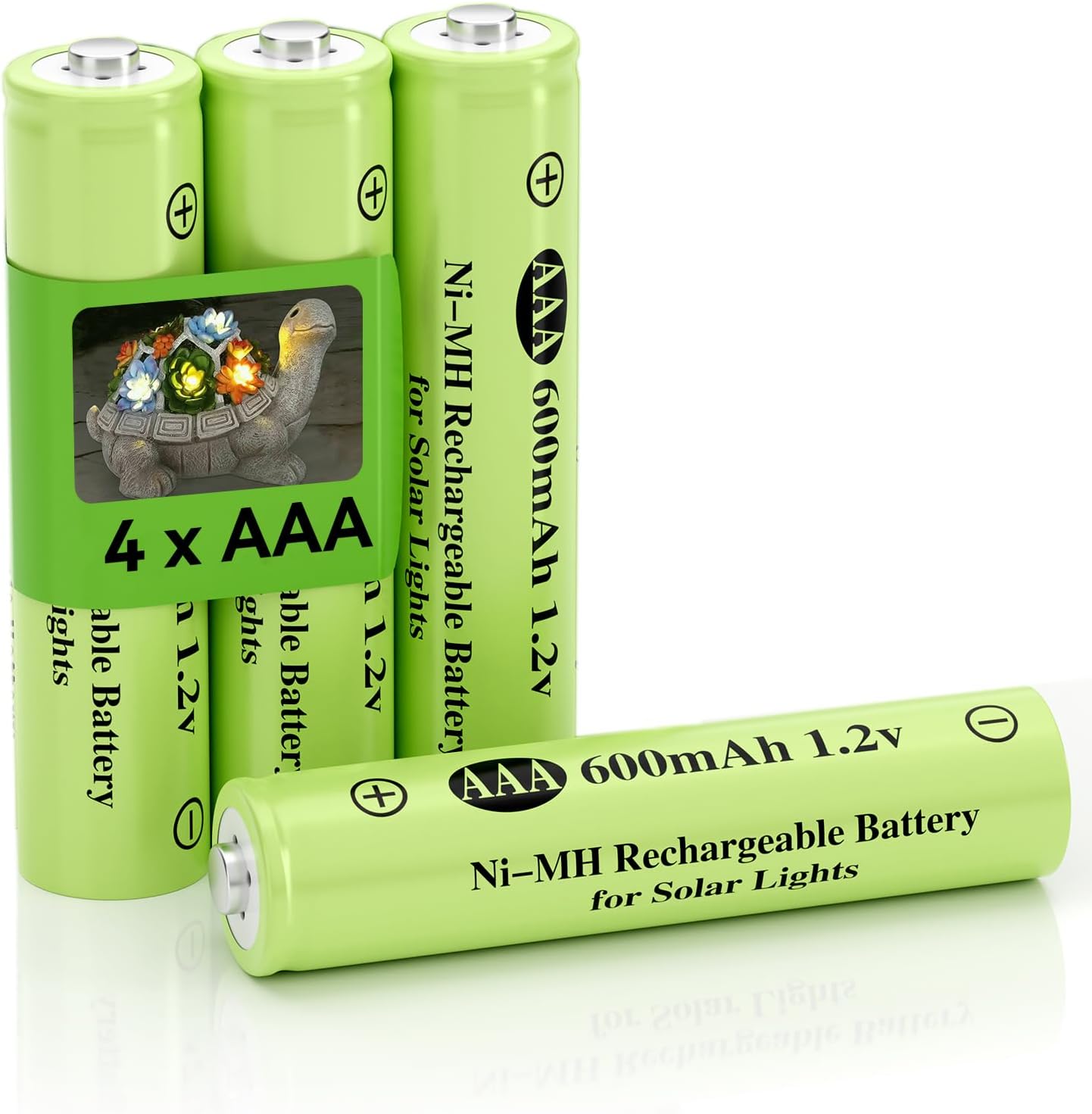 Howardly Ni-MH AAA 600mAh 1.2v Rechargeable Battery for Solar Light, AAA 1.2V Rechargeable Battery, Pre-Charged, Low Self Discharge, Outdoor Solar Light, Ground Light (AAA-600mAh-4 Pack)