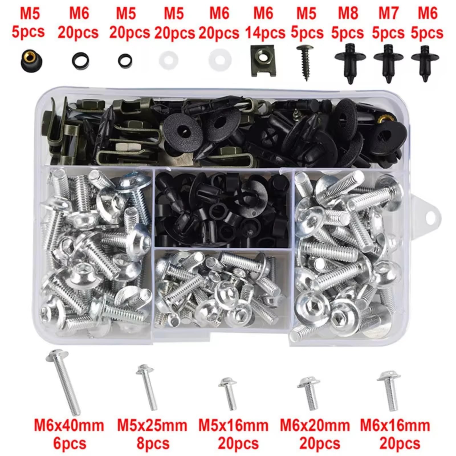 Viti per motociclette Per CBR600RR CBR600 CBR1000RR 195 Pezzi Accessori Per Moto Carenatura Bulloni Viti Kit Dadi Clip Parti Meccaniche Moto