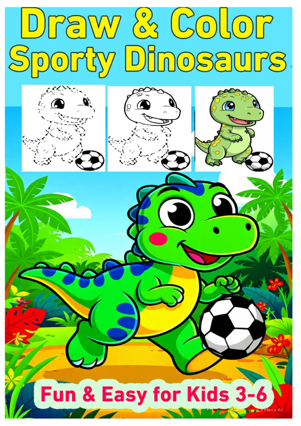 How to Draw and Color Sporty Dinosaurs for Kids Ages 3-6: Fun Drawing and Coloring Activities