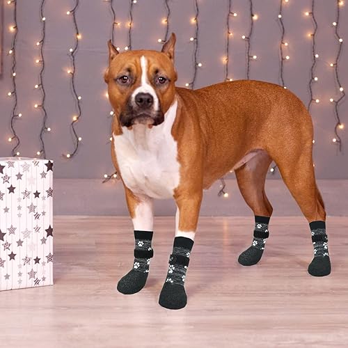 Miniatura 5 de KOOLTAIL Calcetines antideslizantes para perros, botas para perros al aire libre, impermeables, protectores de patas con correa de control de