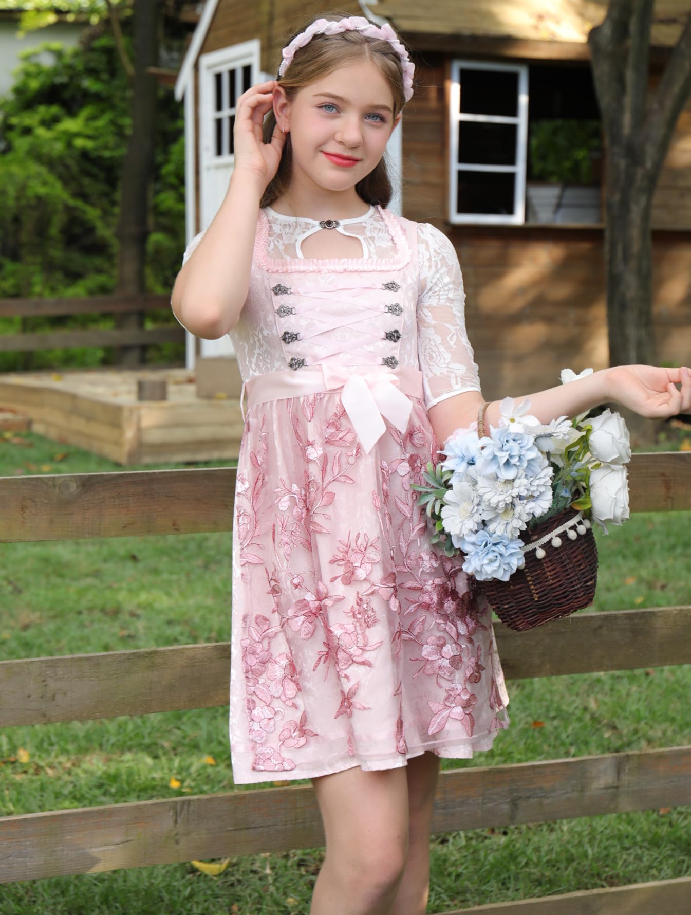 Deutsches Dirndlkleid für Mädchen, Kostüme für das bayerische Oktoberfest, Kostümkleid mit Schürze, Partykleider für Kinder im Alter von 4–12 Jahren