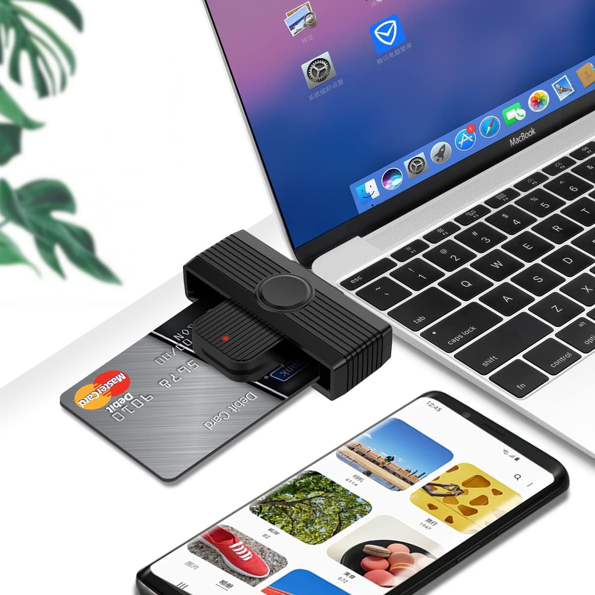 Type C CAC Reader, DOD Military USB C Common Access CAC Card Reader, Smart Card Reader PIV CAC Reader Compatible with Windows, Mac OS and Android Phone