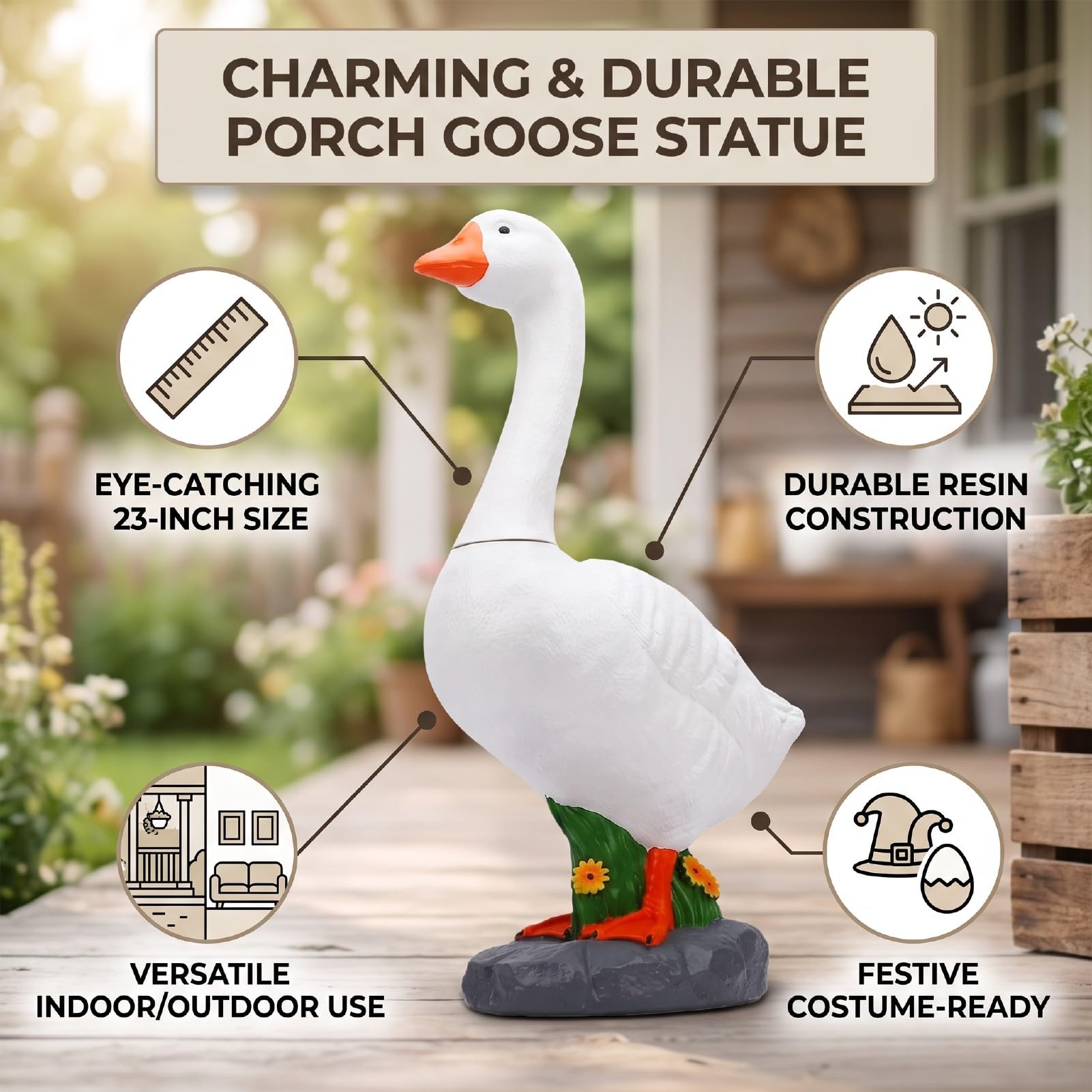 Oca da Giardino 58cm, Statua Resina Decorazione Umoristica per