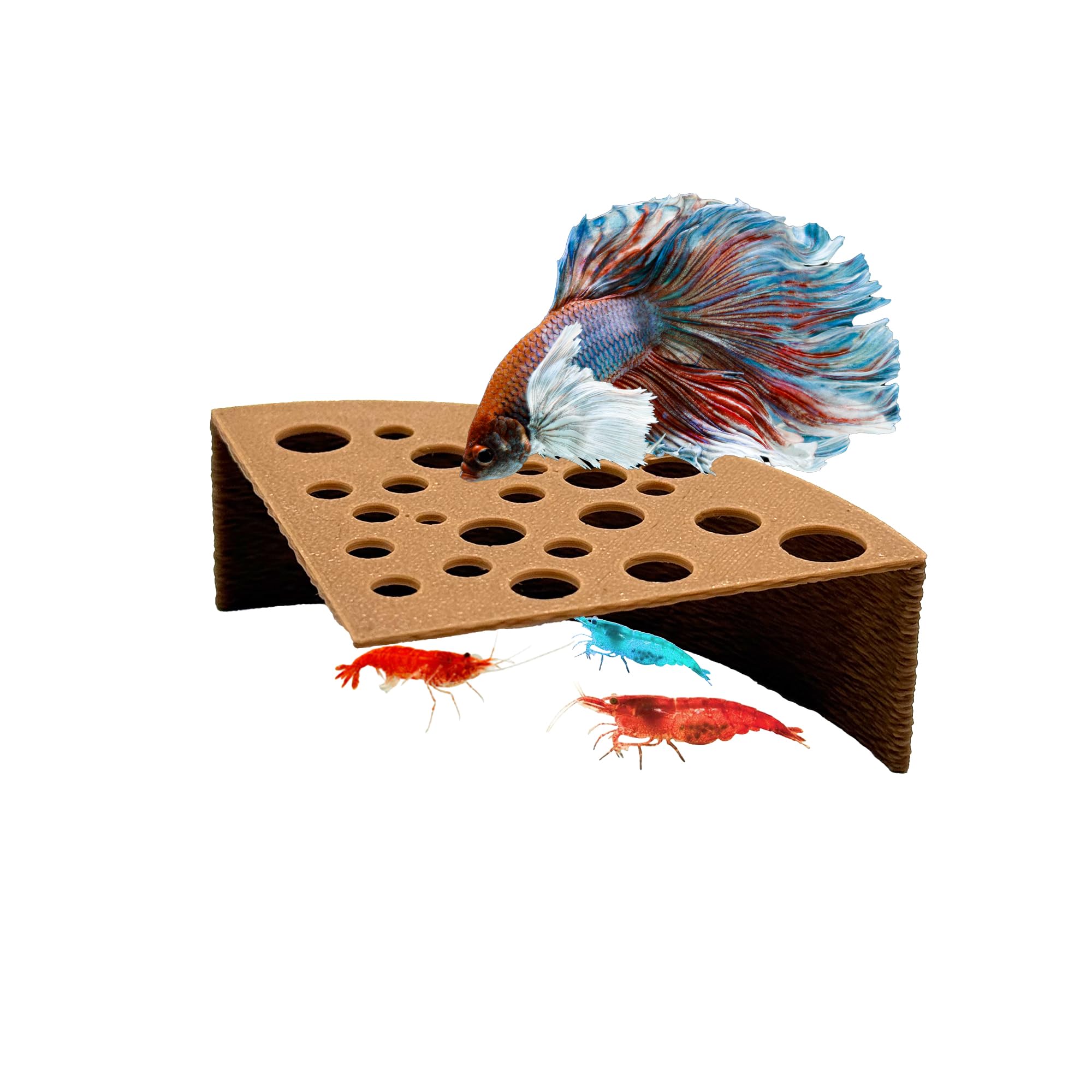 CTWPets Half Shrimp Breeding Protector | Shrimp Breeding Cave Aquarium Tunnel (Light Brown, 1 Pack)