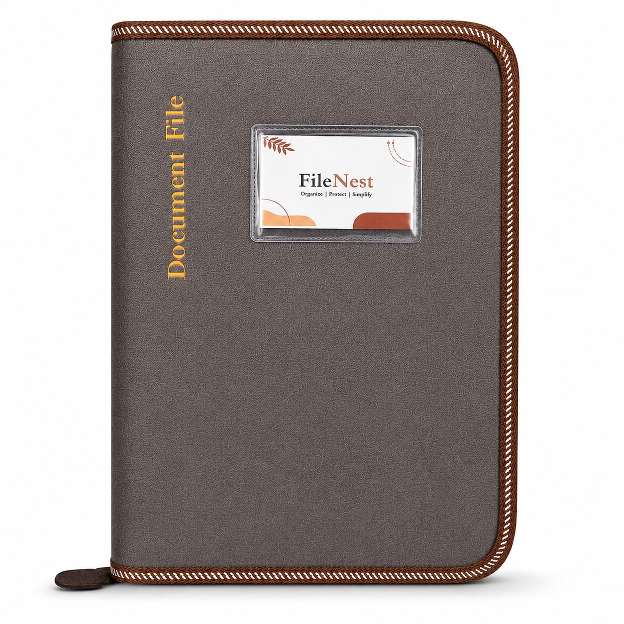Filenest PU Leather Executive Portfolio File Folder, Brown - Image 1