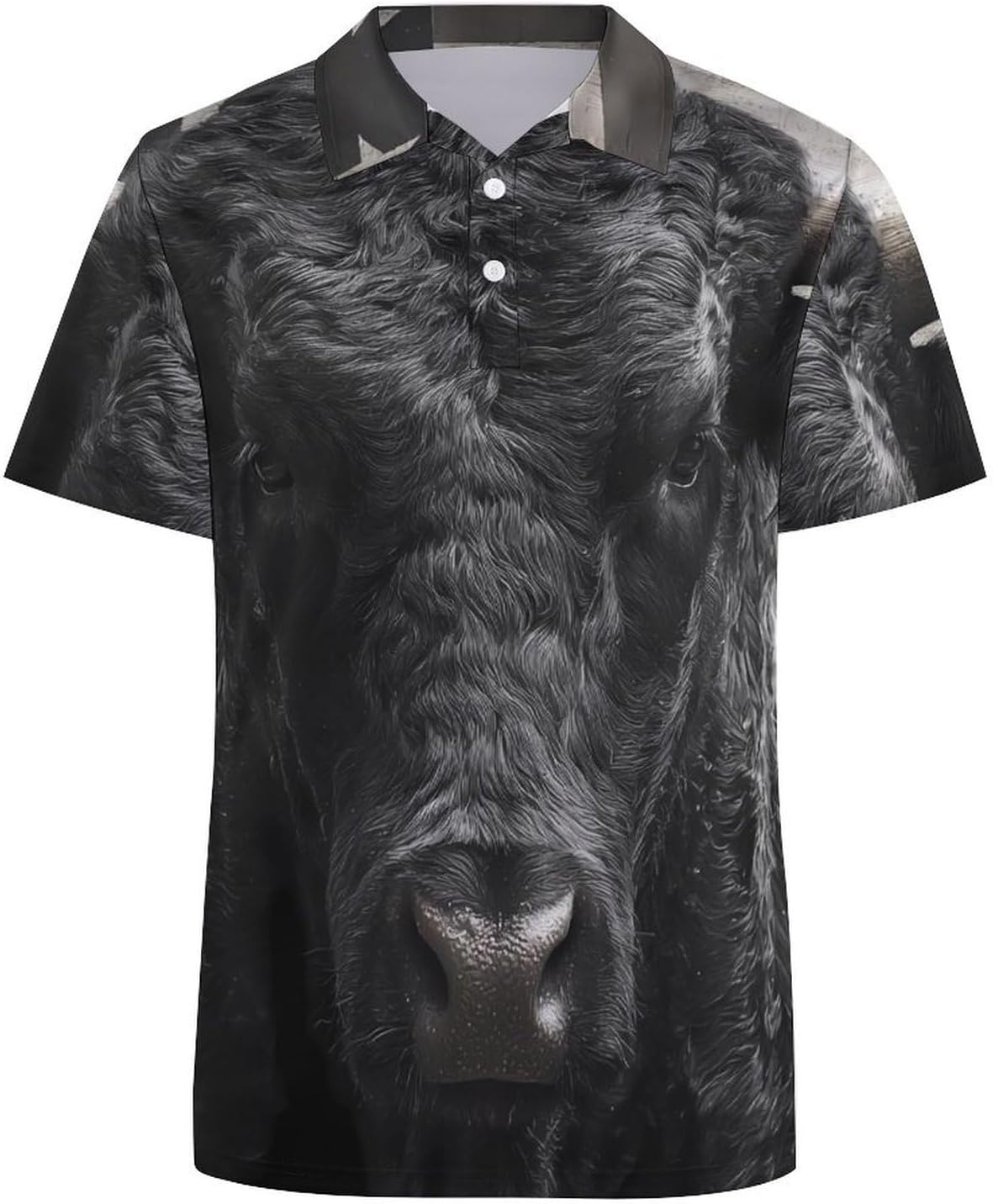 U.S.A. Flag Bull Head and Horns Men's Polo Golf Shirts Collared T-Shirt | short sleeve,three button,quick dry,machine washable,summer tee top