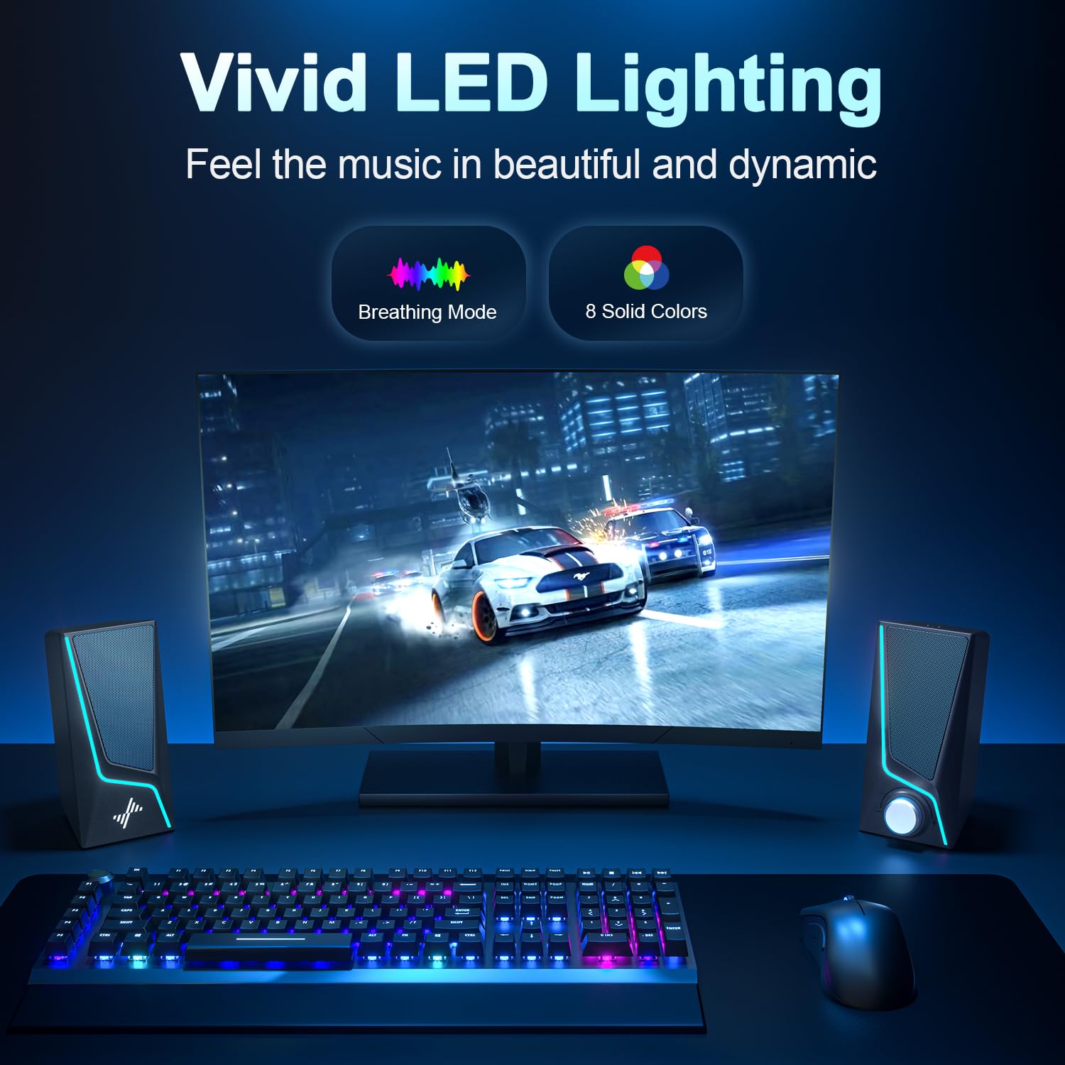 Nylavee Computer Speakers for Desktop, PC Speakers with 9 Lighting Modes — Amazon image 4