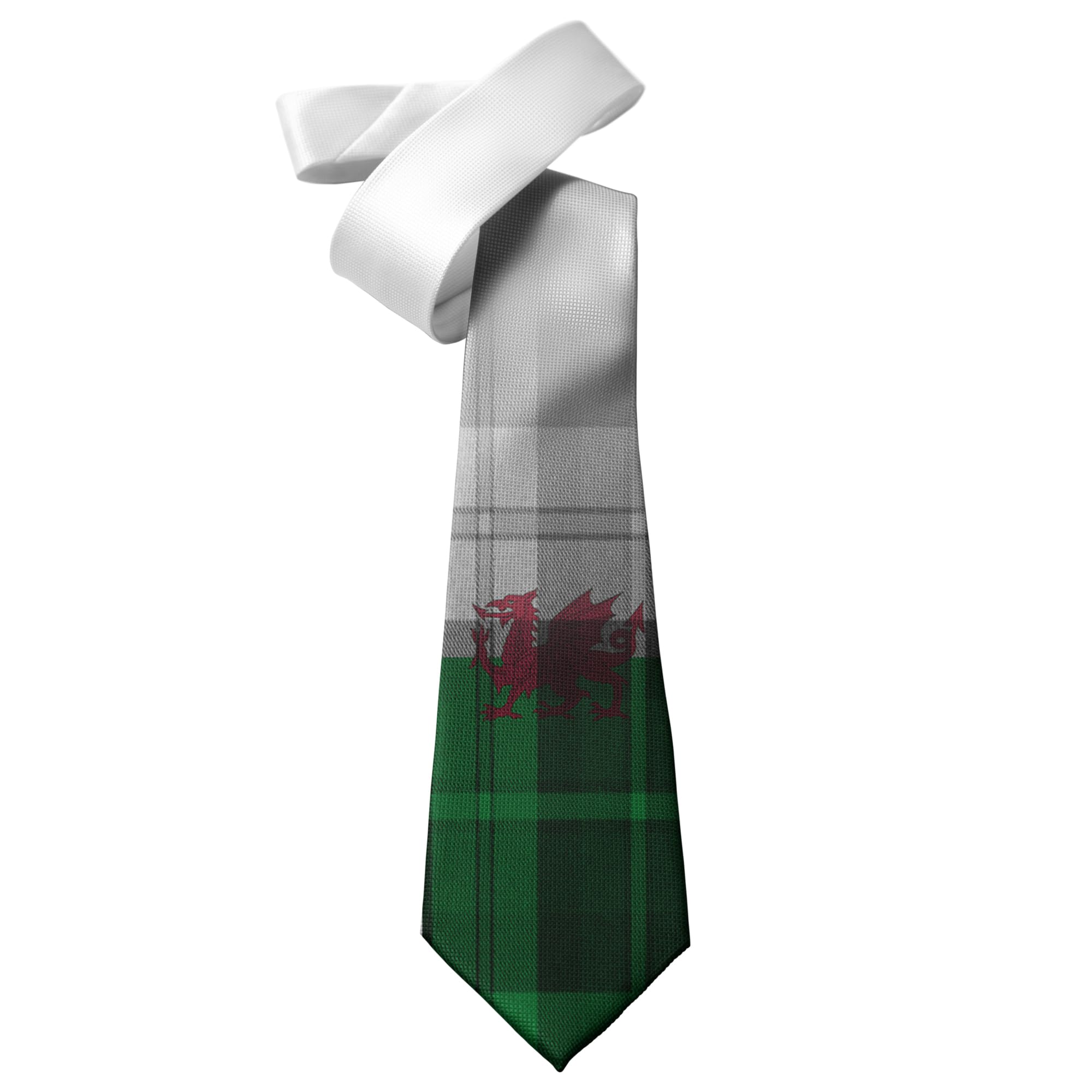 ShopQuality4U Welsh Flag Tartan design Mens Printed Neck Tie - Polyester - Great Gift - Half Tie Print