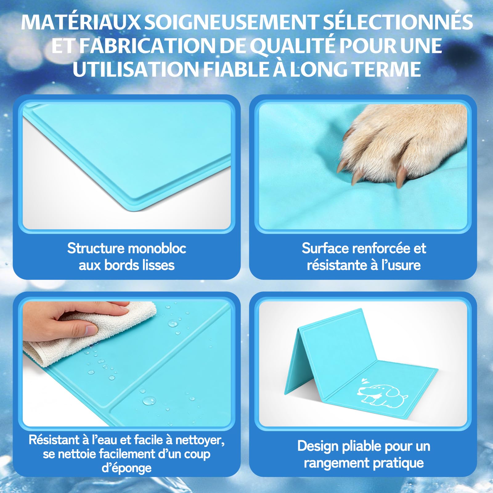 JONRRYIN Refreshing Mat for Dogs Cats and Cats 50 x 65 cm Self-Cooling Gel Mat Waterproof Foldable Easy to Clean for Dogs, Cats and Puppies (M) - 5