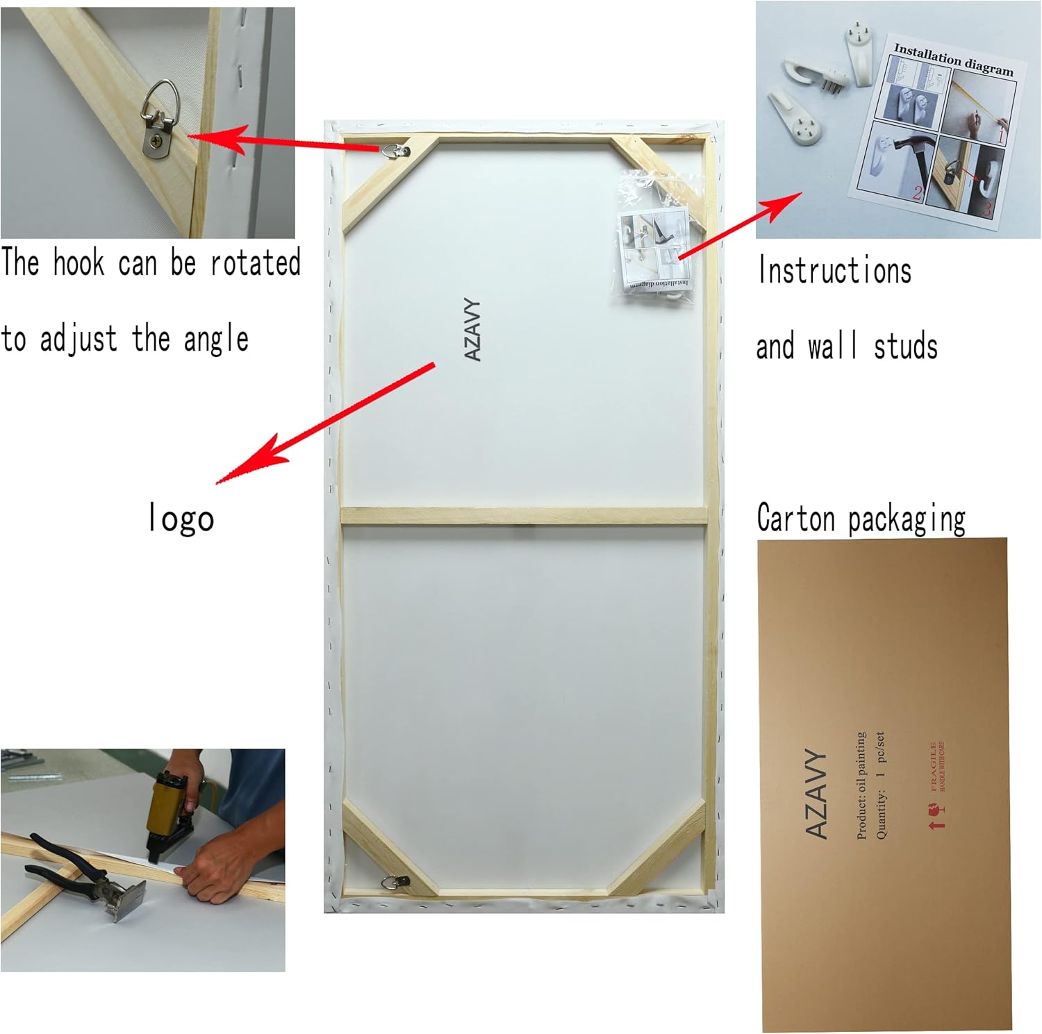 AZAVY Art,24X48 Inch 100% Hand Painted Abstract Minimalist Style Artwork Modern Textured Oil Paintings on Canvas Dark Black Blue Landspace Wall Art Oil Hand Painting Stretched and Framed Ready to Hang