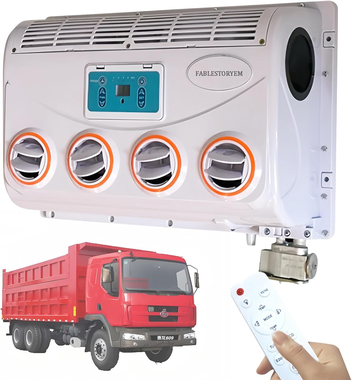 12V/24V DC Electric Air Conditioner for Car, RV, Truck, Van, Camper & Motorhome - 360° Rotating Outlet, 3-Speed Adjustable, 1.2T Cooling Power