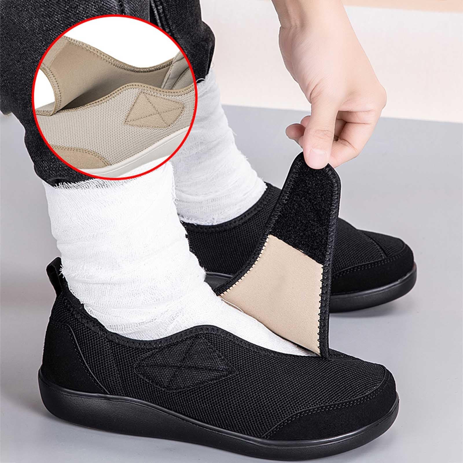 Diabetiker Schuhe - Microvelour Damen Hallux Valgus Extra Breite Füße Laufschuhe Mesh Klettverschluss Klettverschuß Leicht Memory Foam Sohle Orthopädische Freizeitschuhe Weit Geschwollene Rehaschuhe