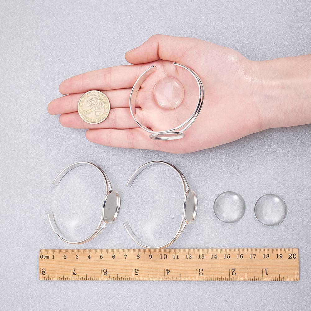 10 Stück Filigran Manschettenarmreif Rohlinge Mit Glascabochons – DIY Armband Set In 5 Farben