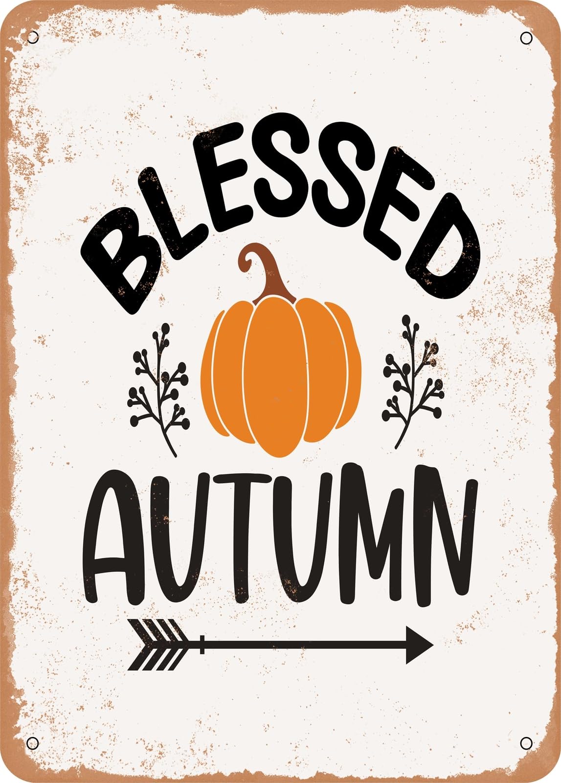 Metal Sign - Blessed Autumn - Vintage Rusty Look home decor