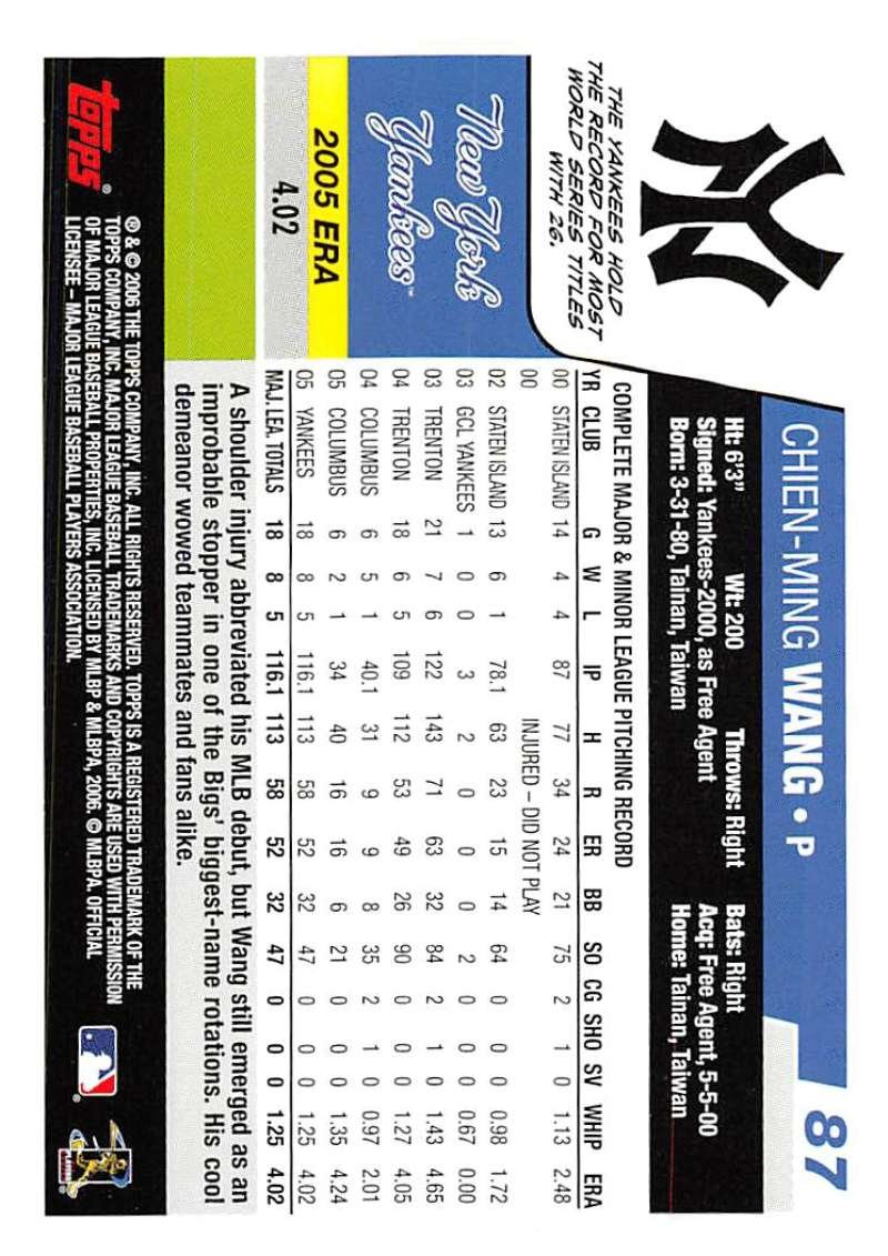Amazon.com: 2006 Topps Series 1 Baseball #87 Chien-Ming Wang New