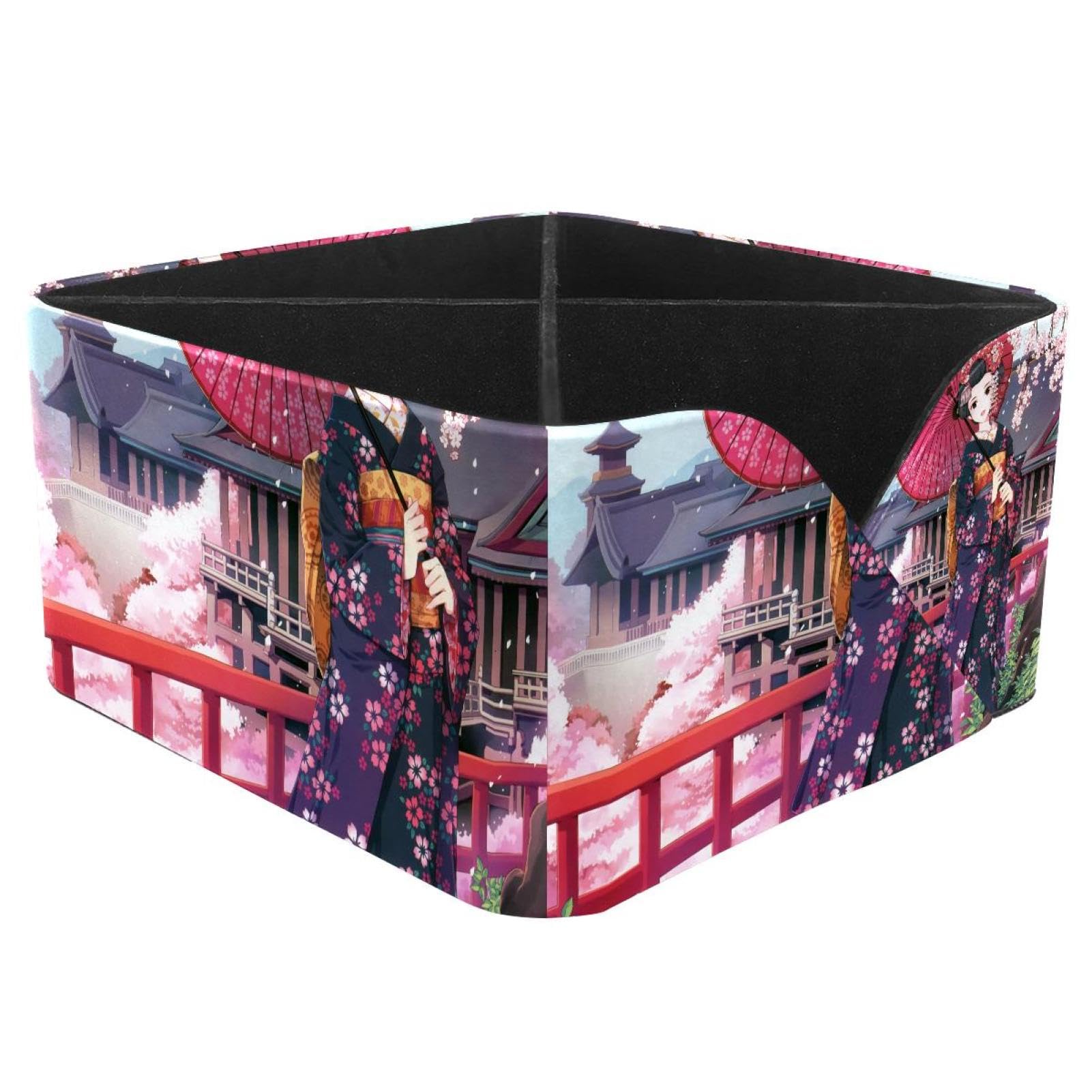 KengjuTesu Japanese Girl Desktop Organizer Pen Holder, Rectangular Pencil Cup for Office, Study and Makeup Stations