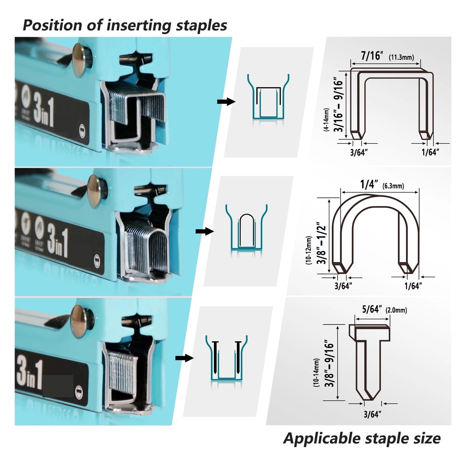 3-in-1-Heftpistole, Robustes Polstertacker-Set Mit 3000 Heftklammern, Nagelpistole For Heimwerker-Heimdekorationswerkzeuge