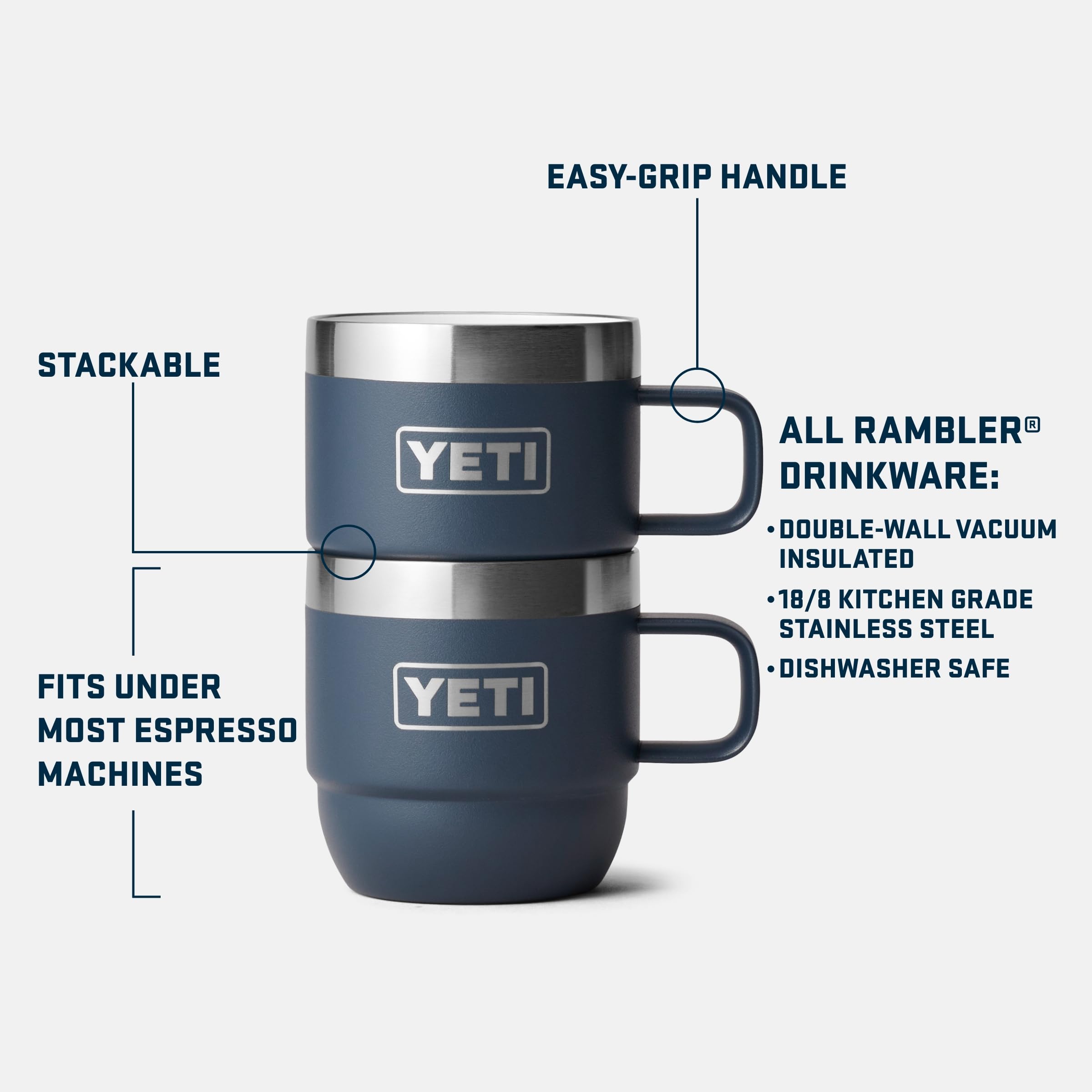 YETI Rambler Espresso Mug, Vacuum Insulated Stainless Steel Stackable Mug, Ultramarine Violet, 2 Pack 6 oz (177 ml) - Image 3