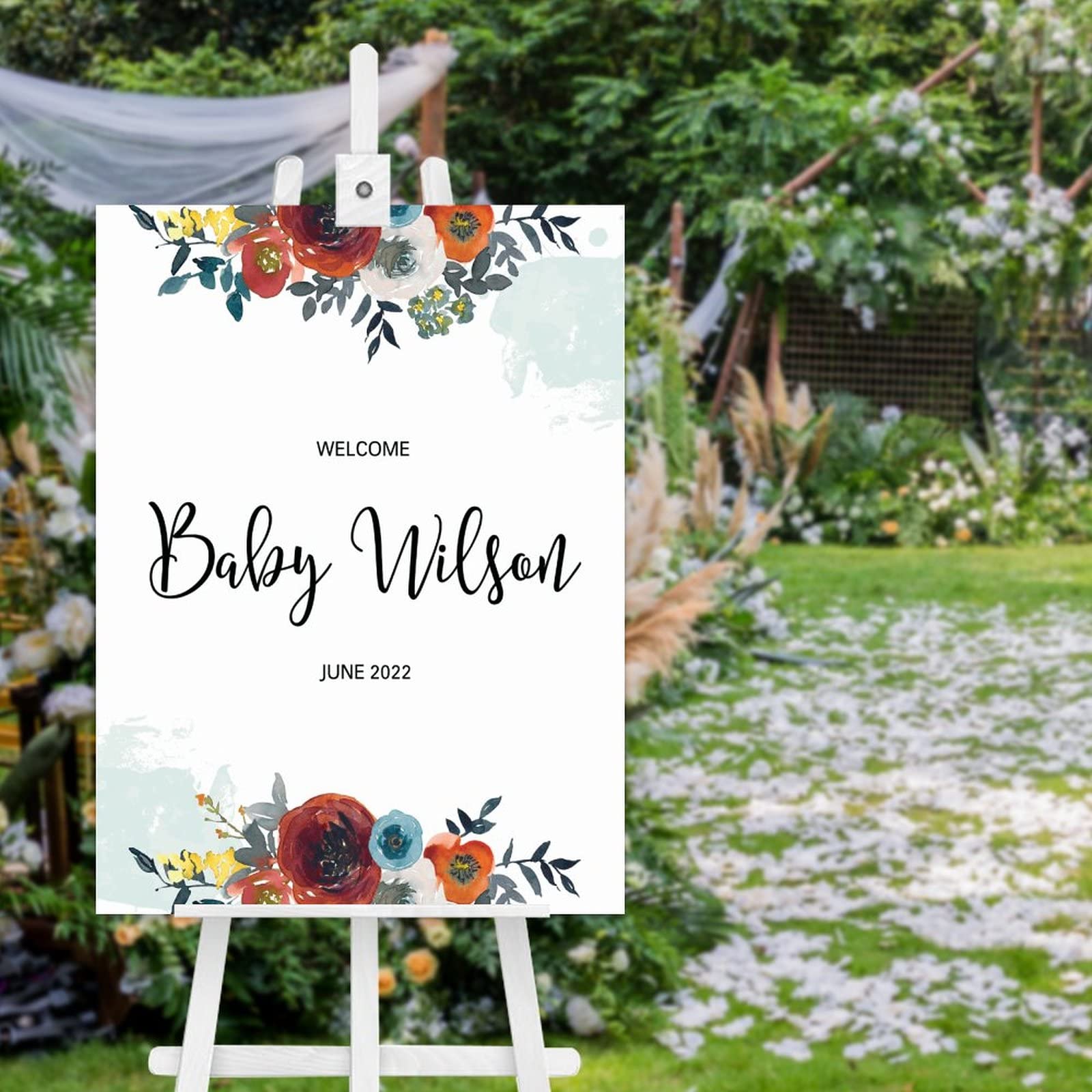 Panneau bienvenue bois bohème Bordeaux pour entrée de mariage