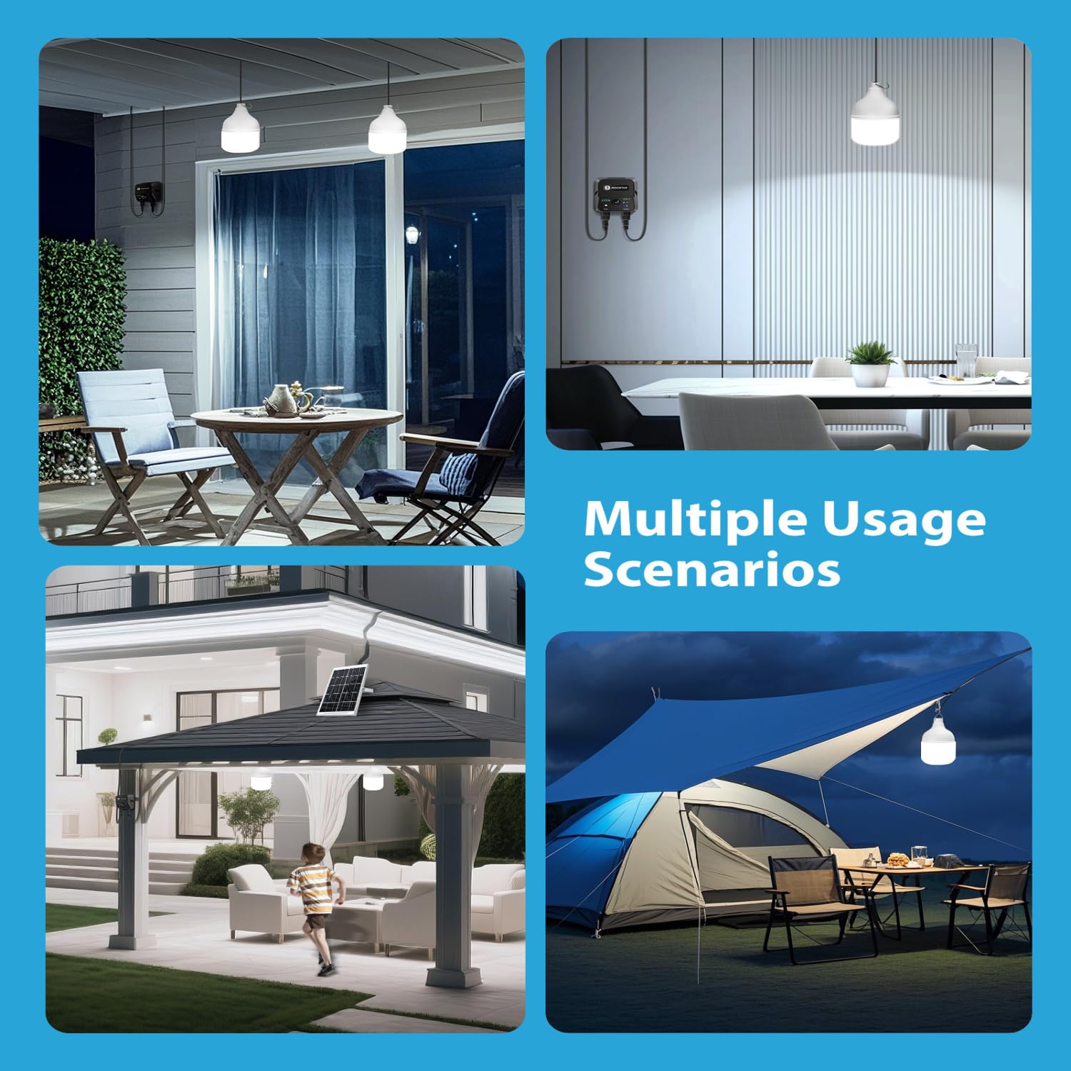Aigostar- Luz Solar Exterior con Sensor 70W, Lámpara Solar Exterior con Mando a Distancia y Caja de Almacenamiento de Energía, Cable de 11M, IP65 Impermeable, para Interior, Jardín, Camping, Pesca