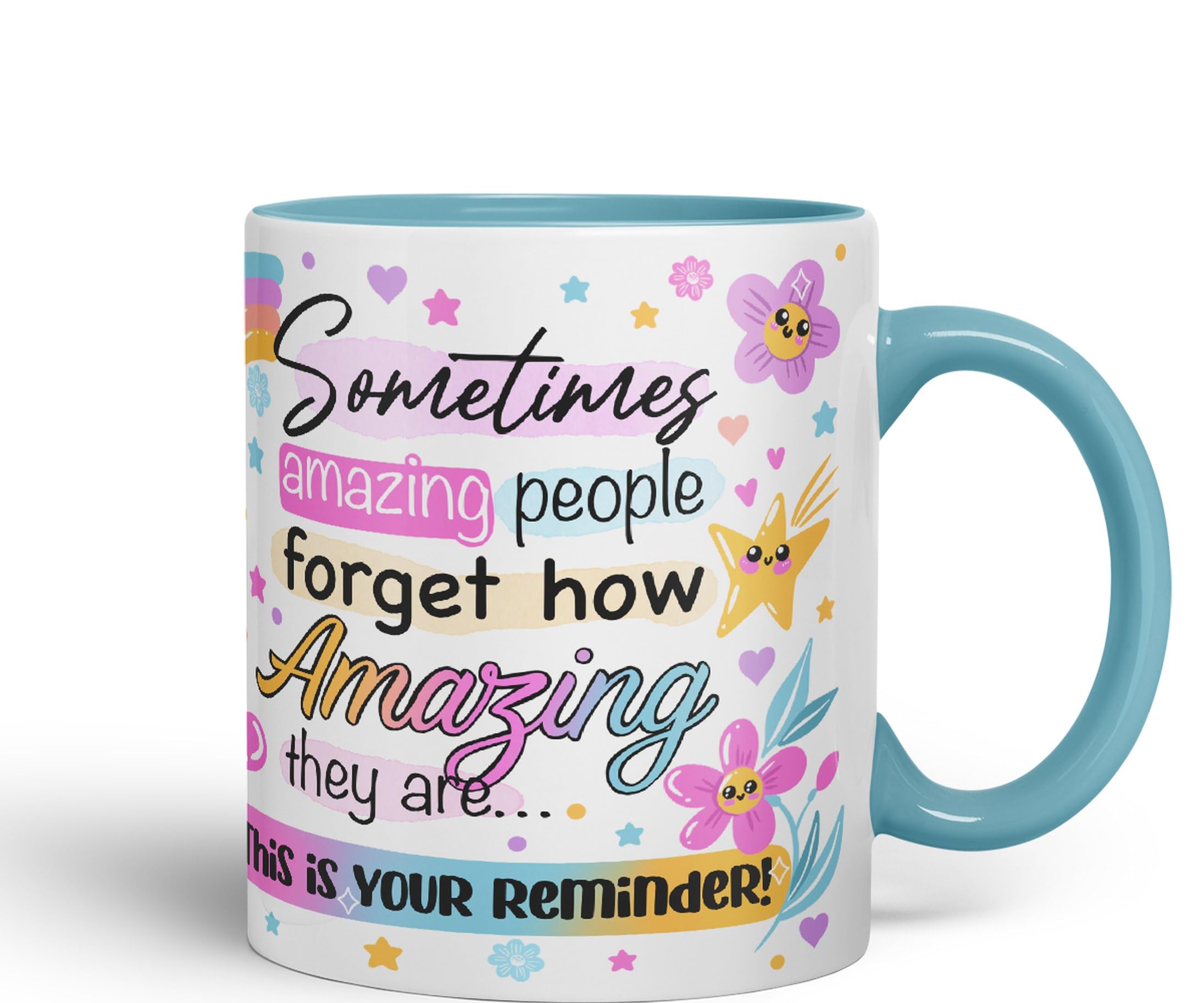 Vixar Sometimes Amazing People Forgot... Coloured Ceramic Mug Cup Gift 330ml 11oz Work Office Tea Coffee Gift (Turquoise) - Image 2
