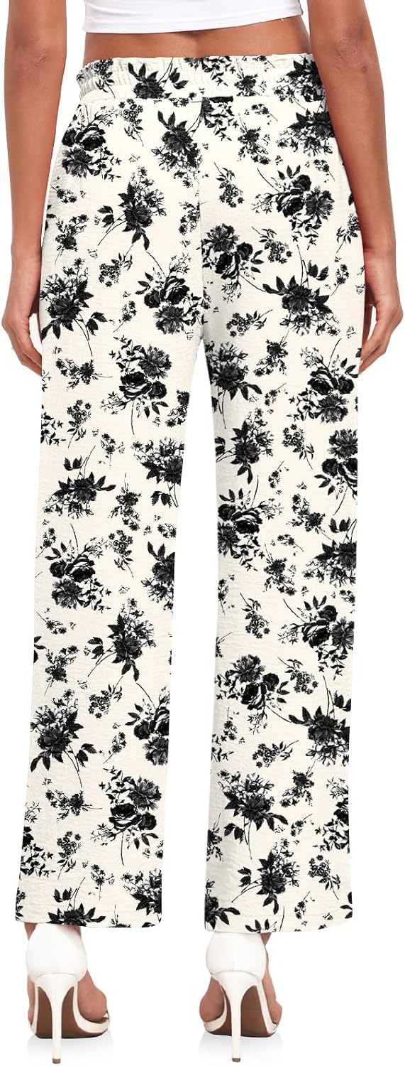 Anydeer Women Pants Loose Wide Leg Trousers Straight Casual Dressy Palazzo Ruffle High Waist Slacks with Pockets - Image 3