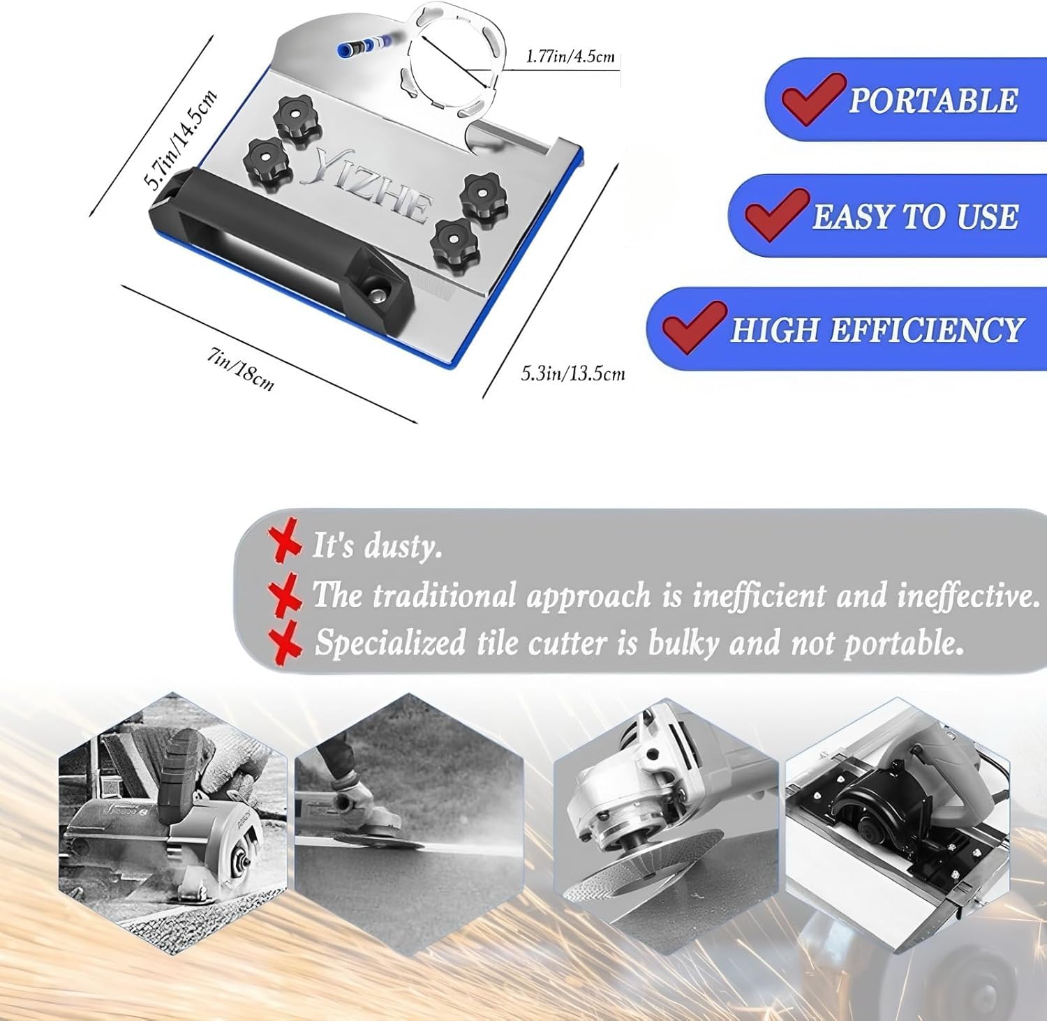 45 Degree Tile Chamfering Tool with Angle Grinder Stand, Suitable for 100 Type Angle-Grinders - Image 4