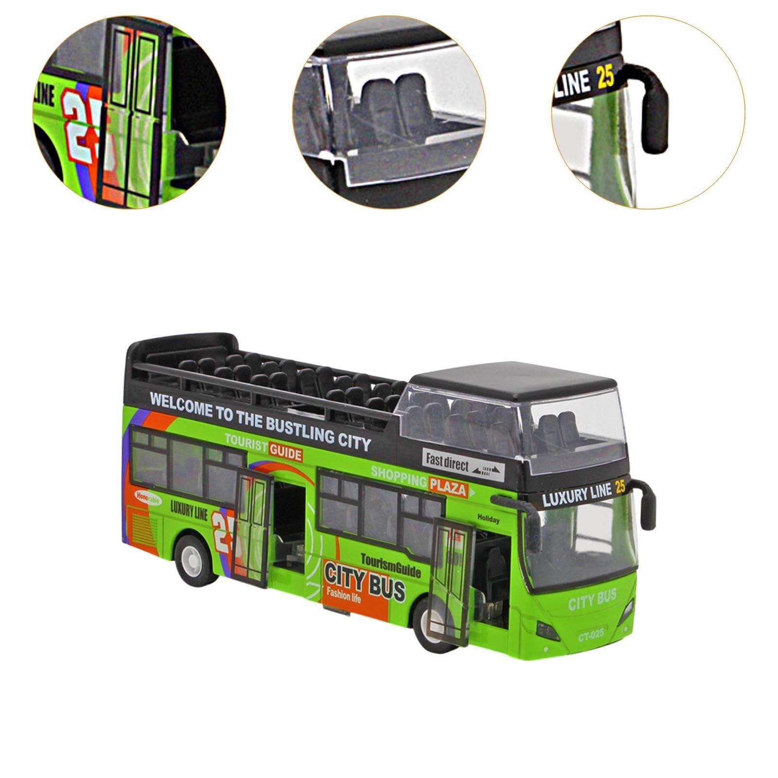 Autobús Turístico de Juguete, Modelo de Autobús Urbano, Juguete de Colección de Simulación para Niños Y Niñas. Regalo Ideal, Verde