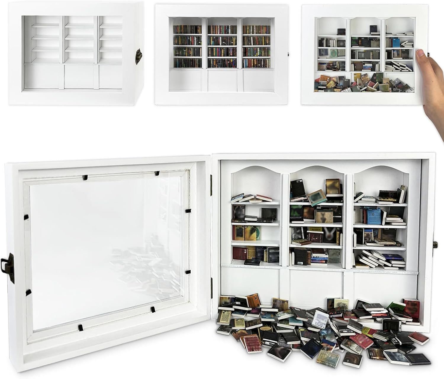 Anxiety Bookshelf Miniature Display Shelf,Contains 200 Miniature Book Models