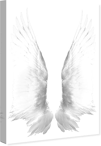 Miniatura 2 de The Oliver Gal Artist Co. Lienzo decorativo para pared, diseño de alas de ángel blanqueadas, decoración del hogar, 30 x 45 pulgadas, blanco, blanco