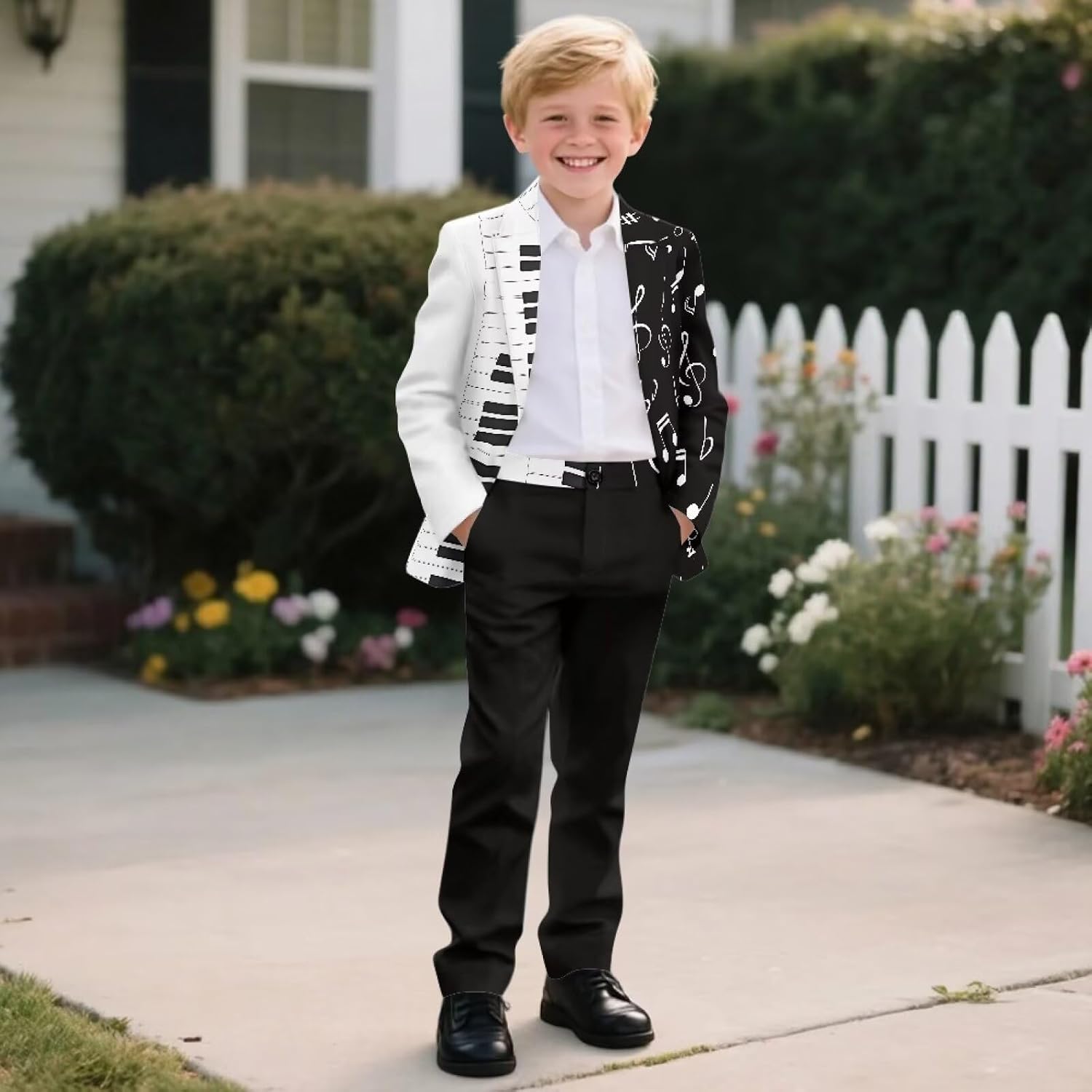Kids Suit Set 2Pcs Suit Set for Boys Kids Suit Jacket & Trousers with Elastic Waistband Theme Prom Party Wear