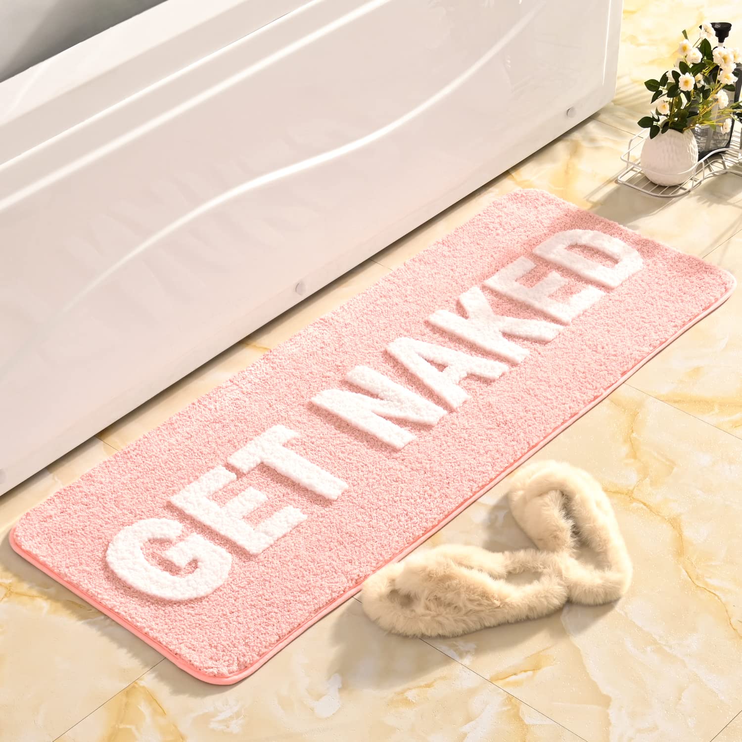 Homemissing Badematte 40x60cm Rosa Orange - Abstrakt Design Anti-Rutsch Mikrofaser