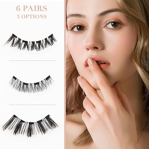 Miniatura 2 de BYUVEVSR Pestañas magnéticas de aspecto natural, kit de pestañas magnéticas con pestañas, pestañas cortas reutilizables de 2564 de pulgada, 0.475