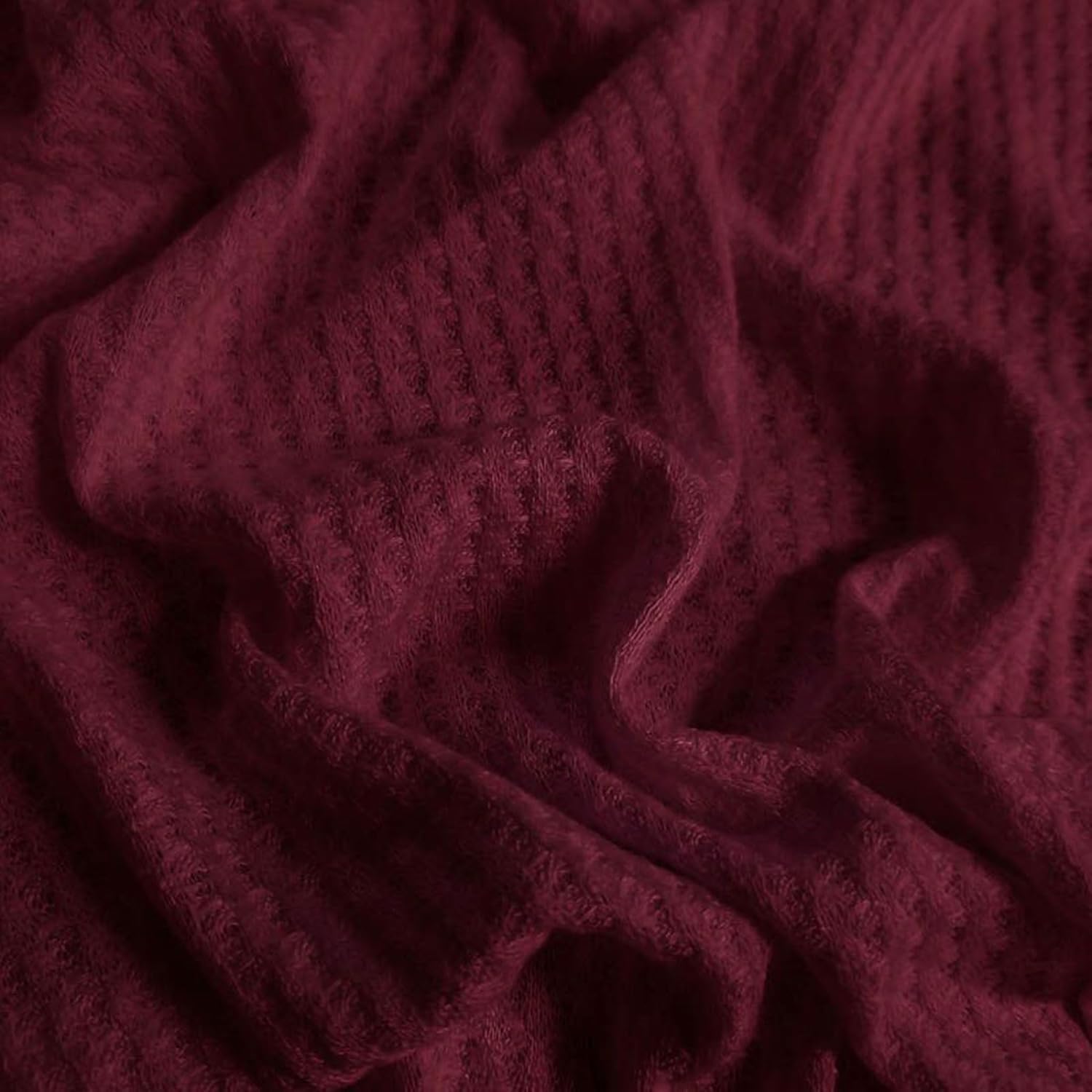 59" Wide Rayon Spandex Waffle Open Knit Fabric - 210 GSM, 2-Way Stretch, Breathable, Medium Weight - by The Yard for Sewing, Apparel, Maternity, Crafts & DIY