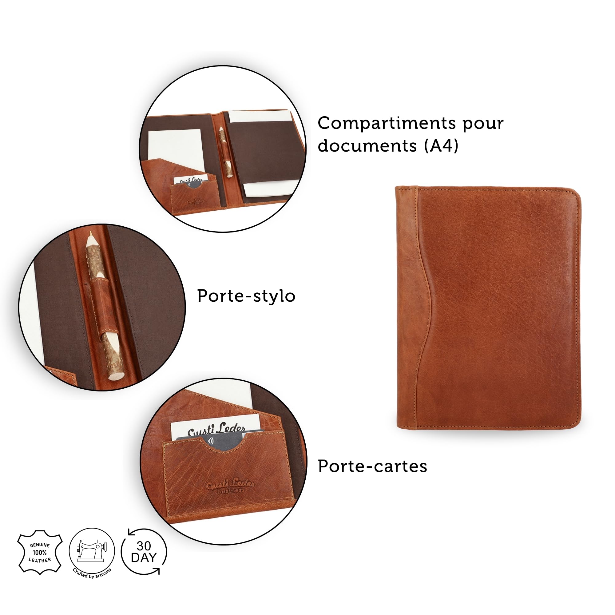 Gusti Jeppe Porte-documents Classeur en cuir Marron