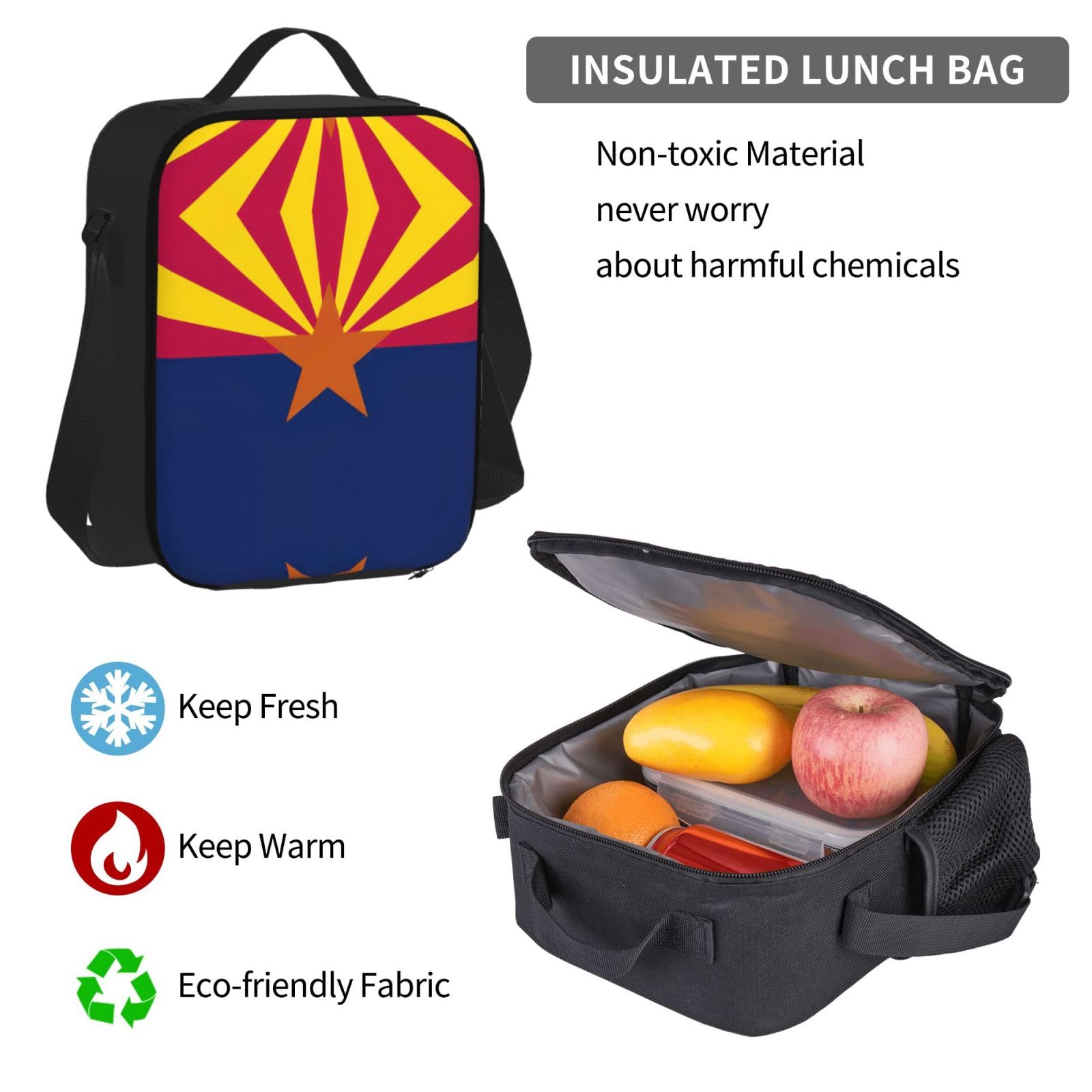 Arizona flaga stanu plecak dziecko chłopcy dziewczęta pudełko na lunch szkoła torba zestaw uczniów szkoły student prezent, Czarny, One Size, Bagaż