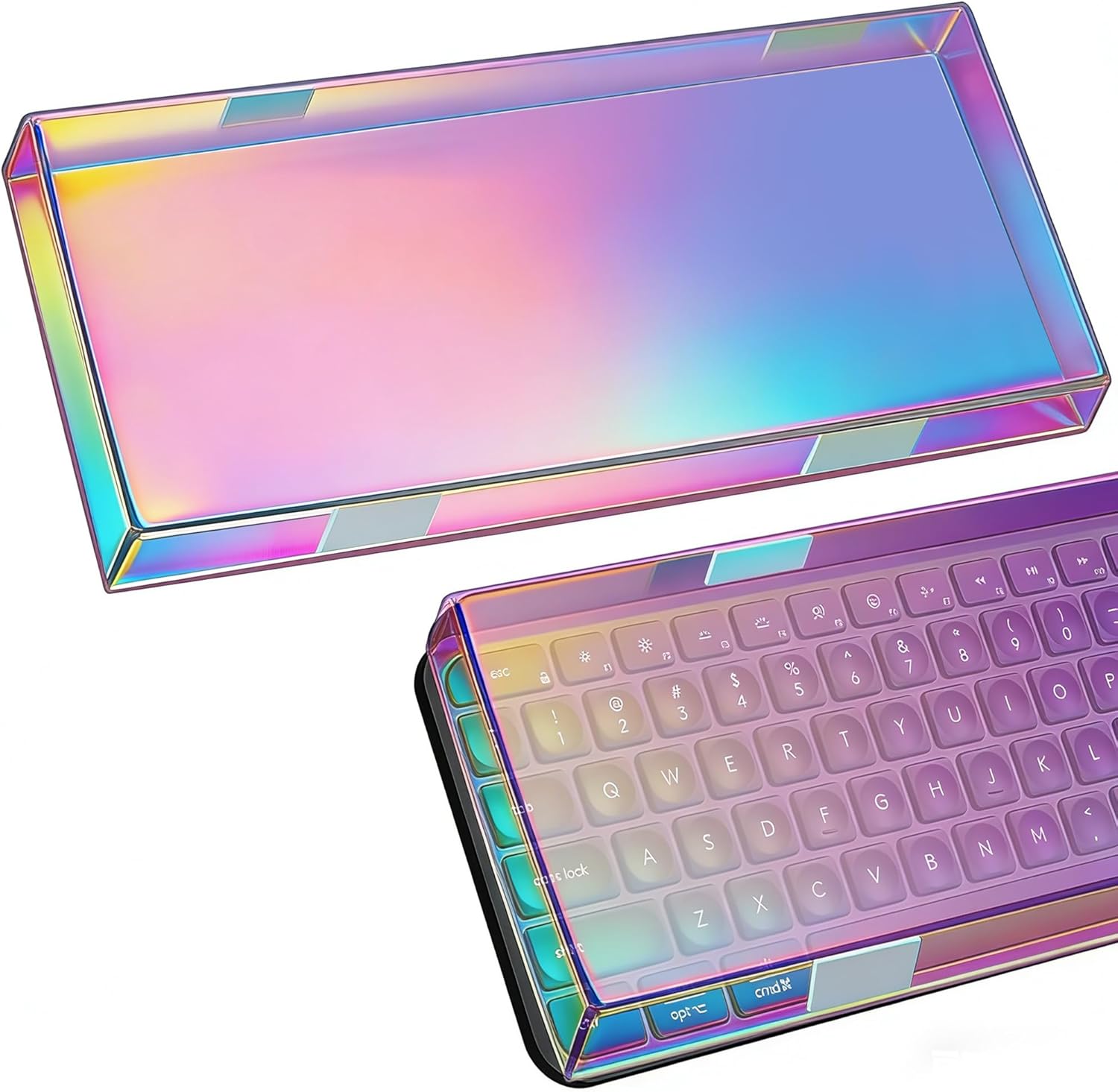 104-Key Keyboard Dust Cover, Rainbow Color Acrylic Scratchproof Waterproof, Universal Fit for Logitech G413 SE, Razer BlackWidow V3, Corsair K70 RGB MK.2, Redragon K556 Keyboards