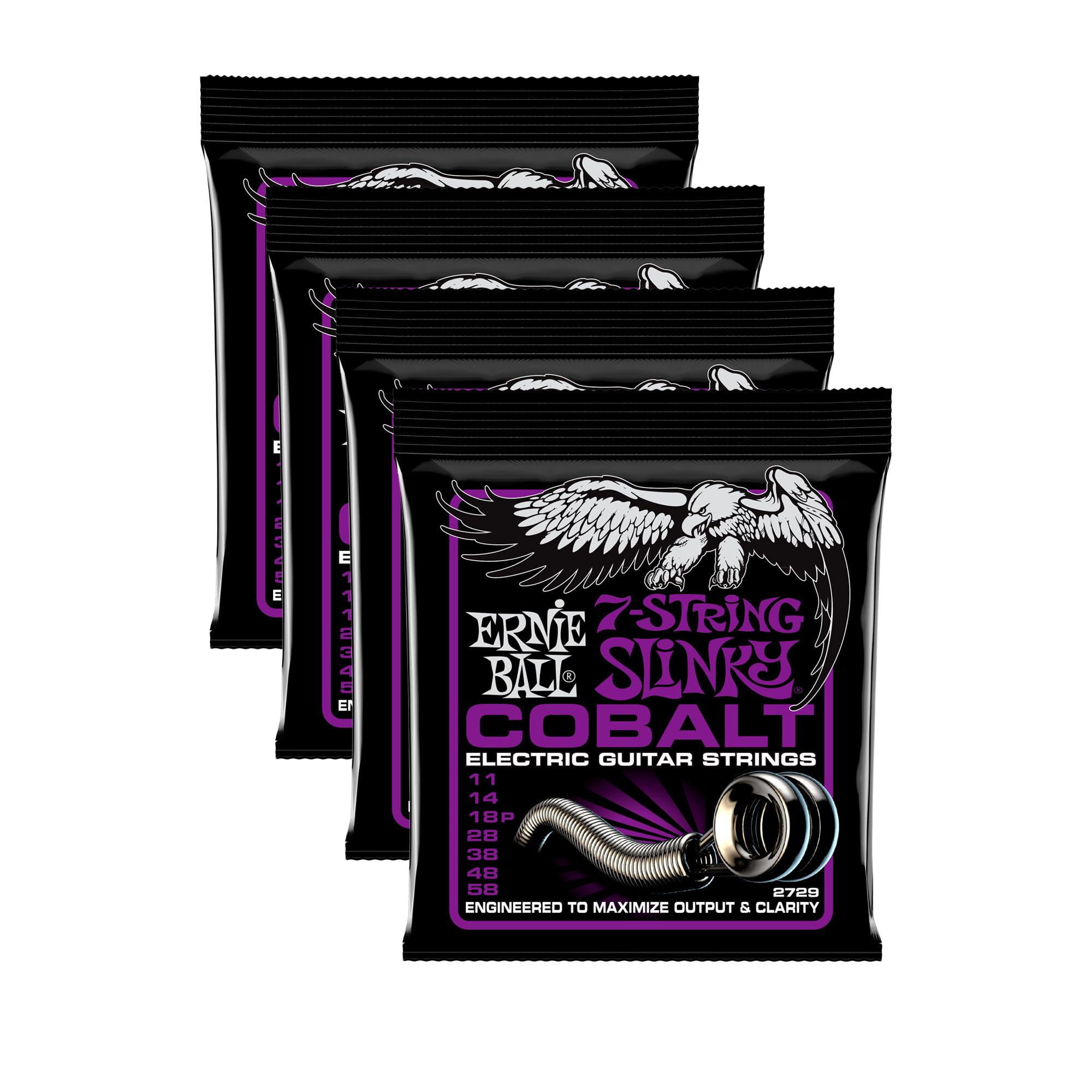 Amazon.com: 4 PACK Ernie Ball 2729 Cobalt 7‑String Power