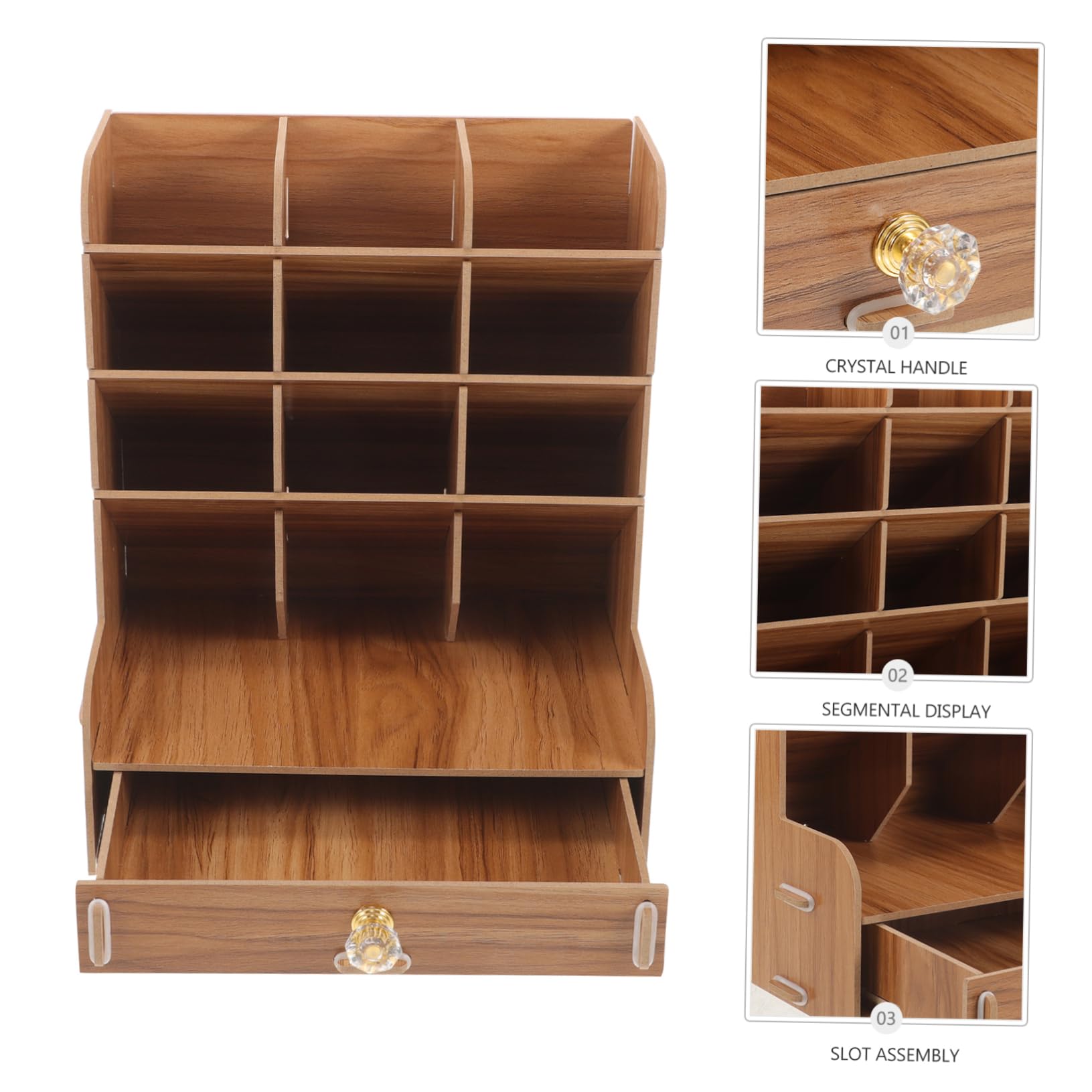 Organizador de Escritorio Diseño Simple y Limpio para Almacenar Bolígrafos y Cosméticos de Madera Compacto y Liviano para Uso en Mesa