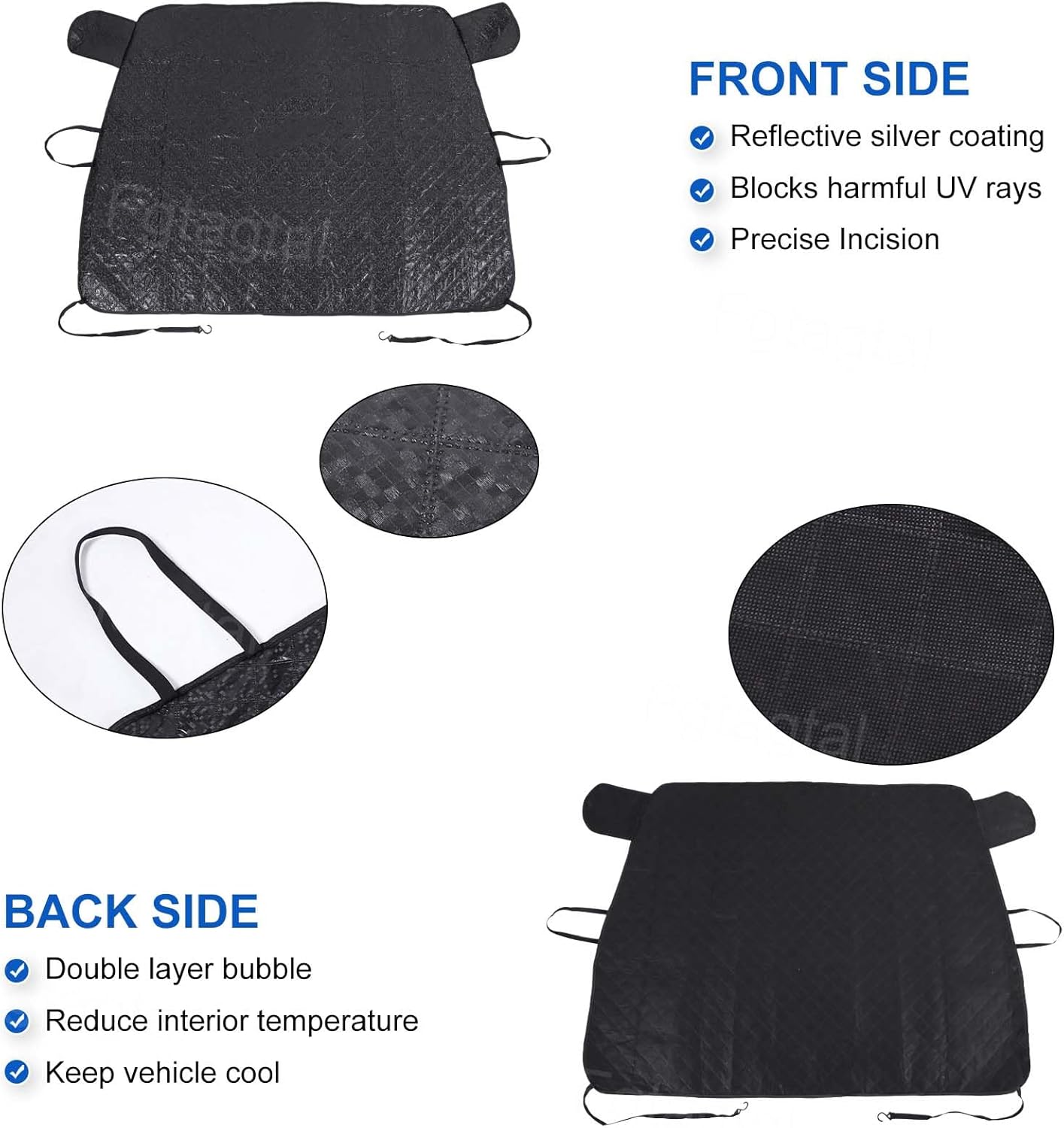 Windshield Snow Cover Fit for Toyota Tacoma 2015-2022, Front Windshield Cover for Ice and Snow, Auto Extra Thick Windshield Ice Cover Protects Windshield from Rain, Sun, Frost (Black)